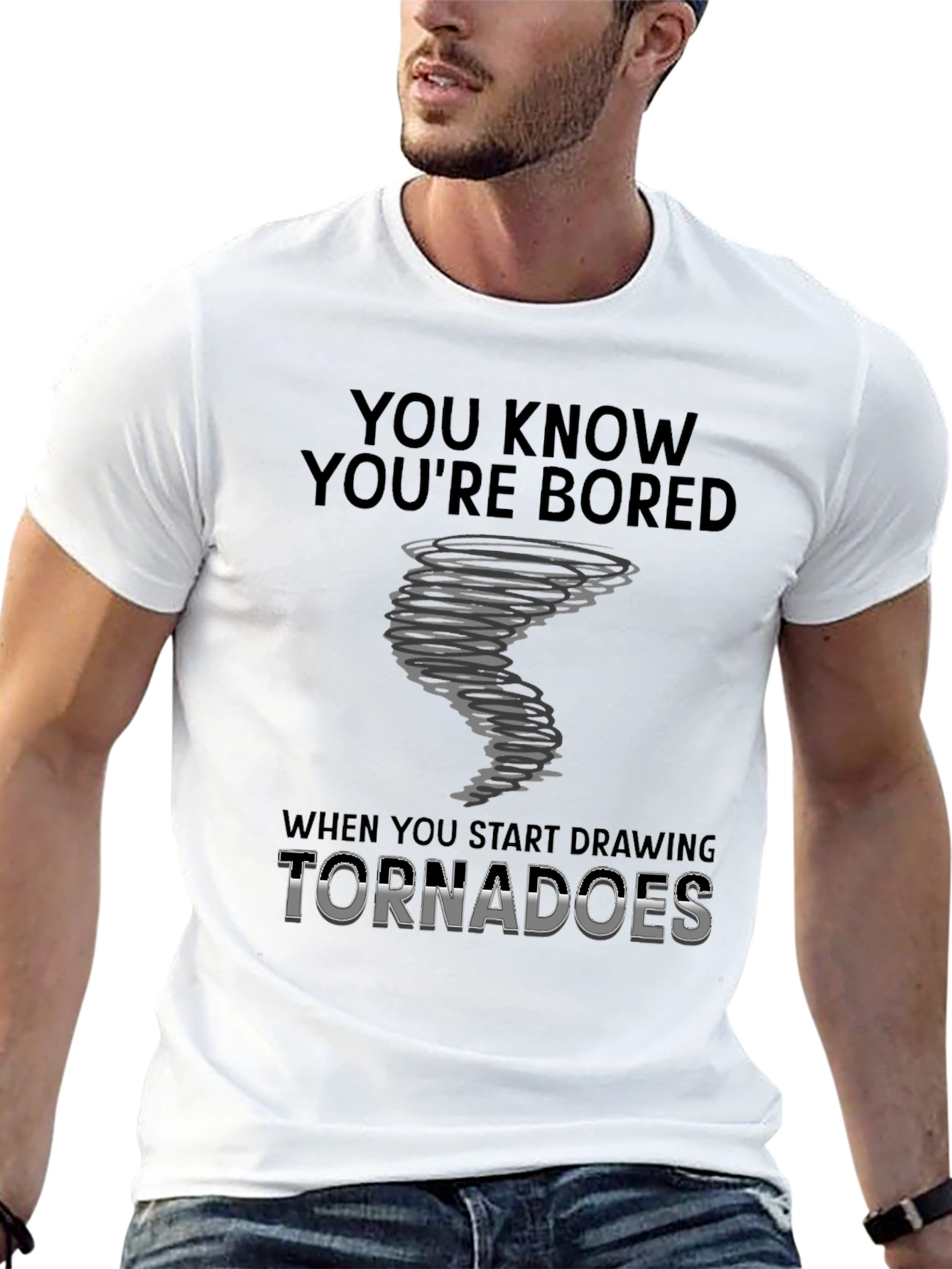 Bored Tornado Drawing Graphic T-Shirt - 13