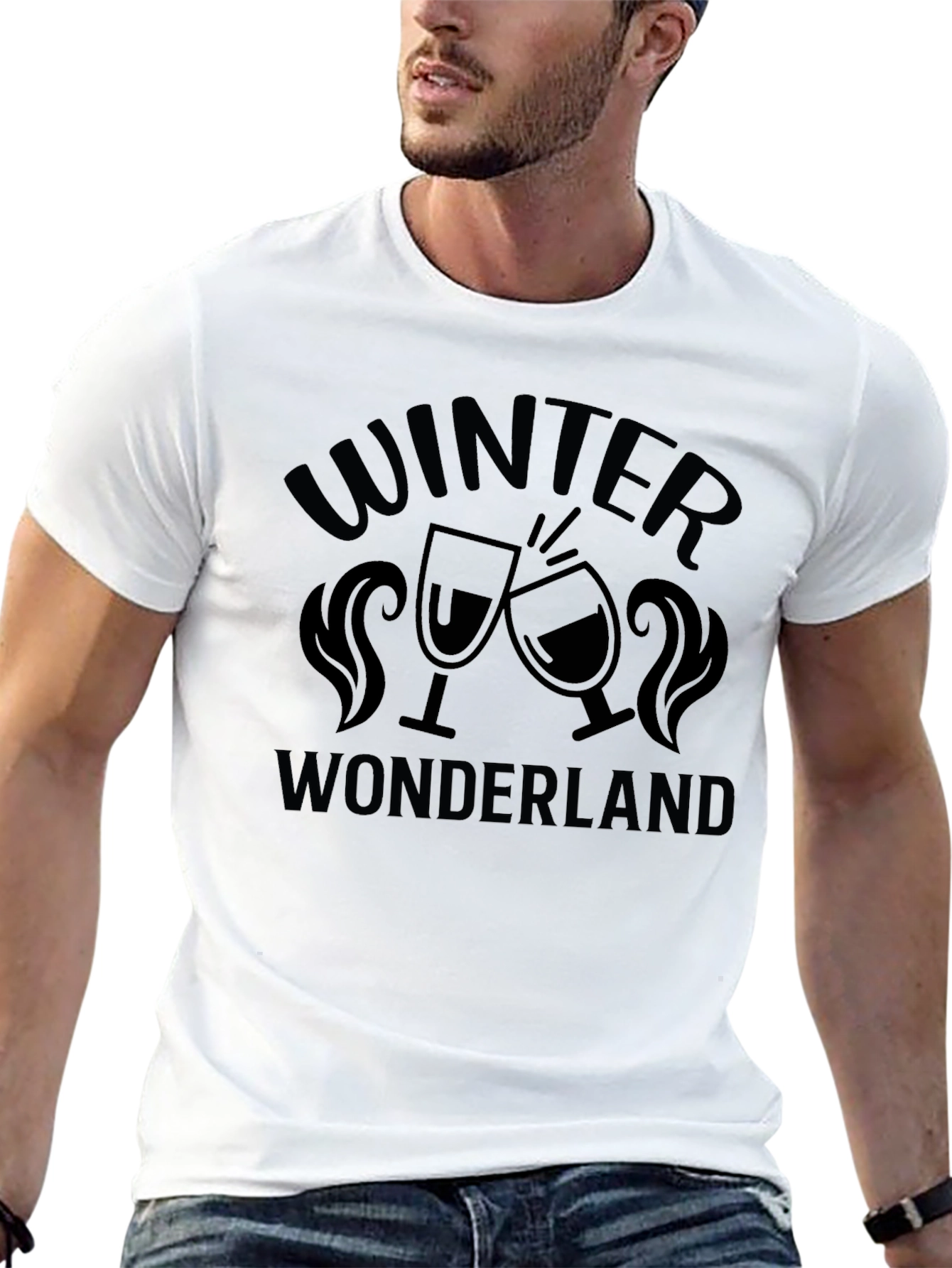 Black Winter Wonderland T-Shirt, Black, Holiday Cheer view 13