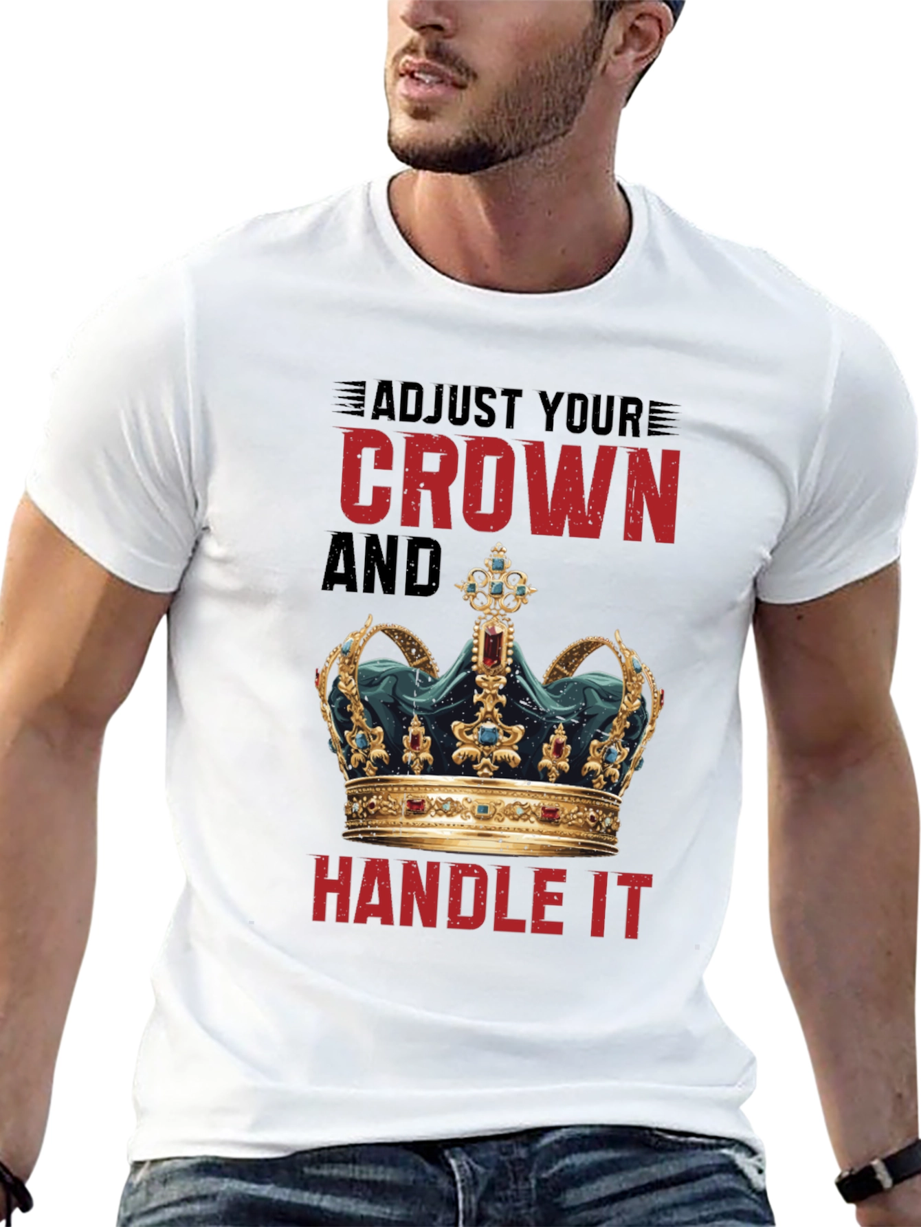 Black Adjust Your Crown Graphic Tee - Men's Black T-Shirt view 13