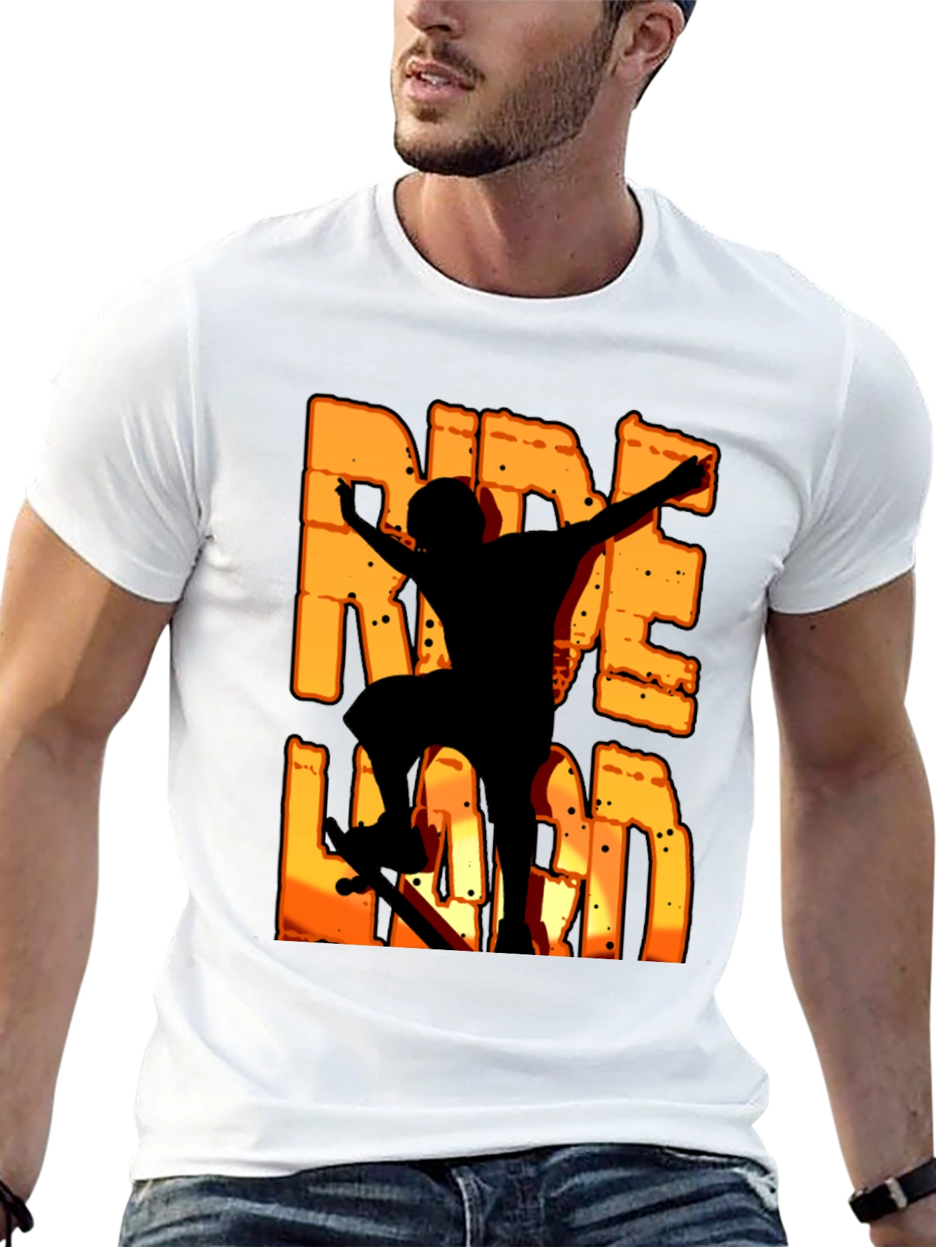 Black Ride Hard Black Graphic T-Shirt view 13