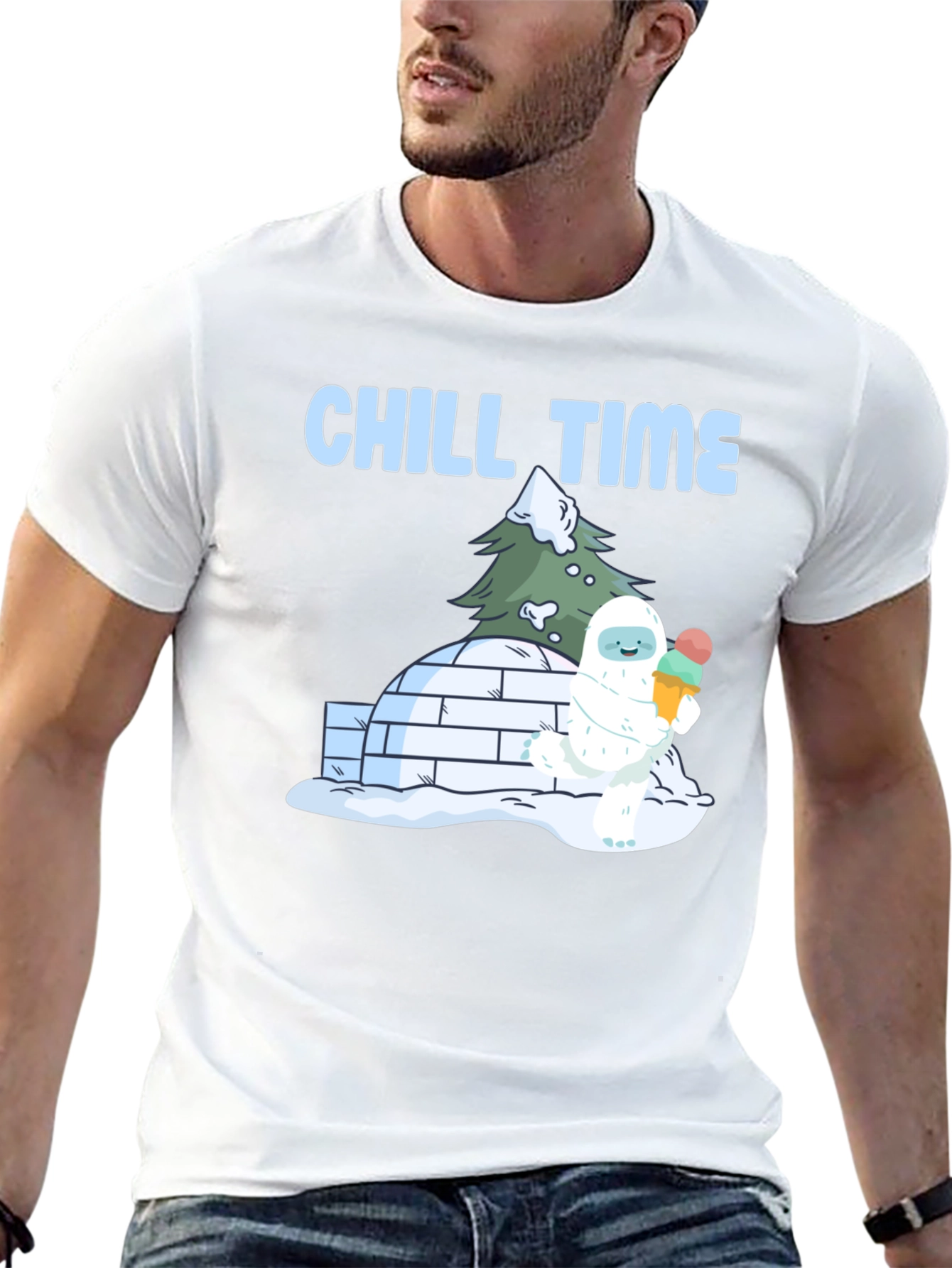 Black Chill Time Yeti Ice Cream T-Shirt view 13