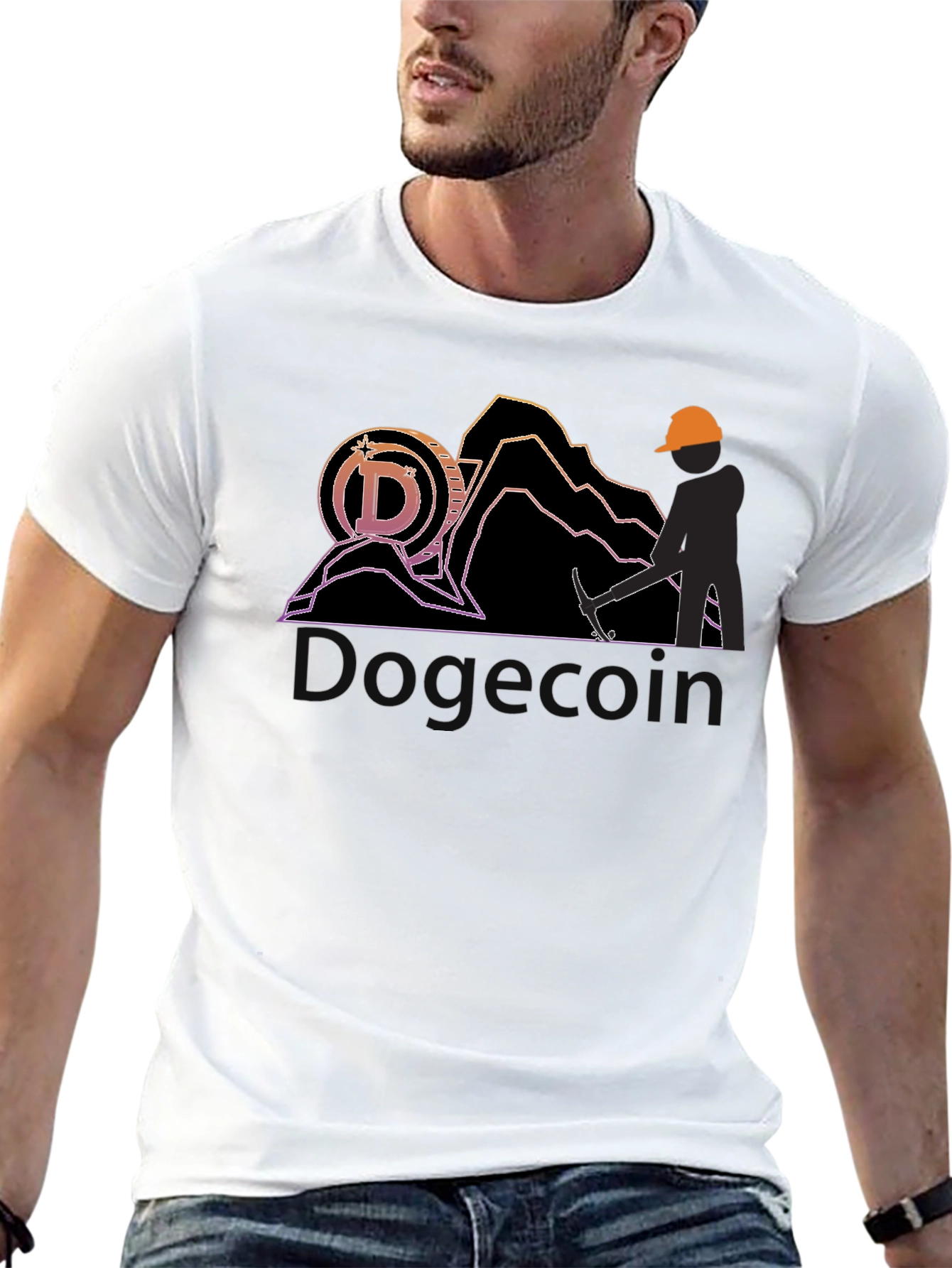 Black Dogecoin Miner Black T-Shirt view 13