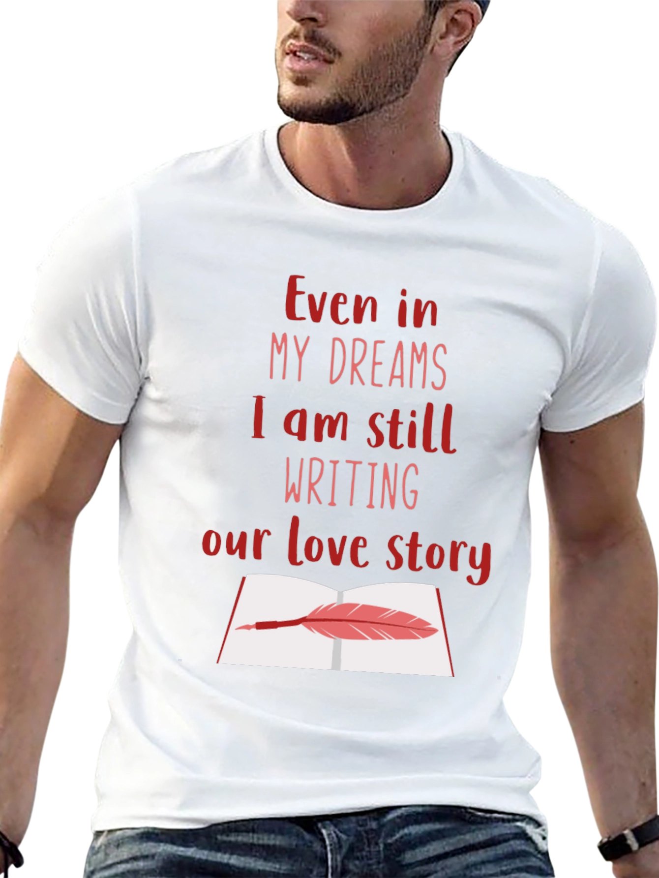 Black Romantic Writer T-Shirt - Love Story Design view 13