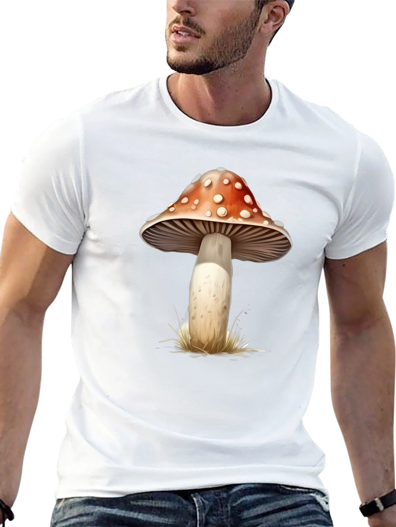 Black Mushroom Graphic Tee - Black Cotton Blend view 13