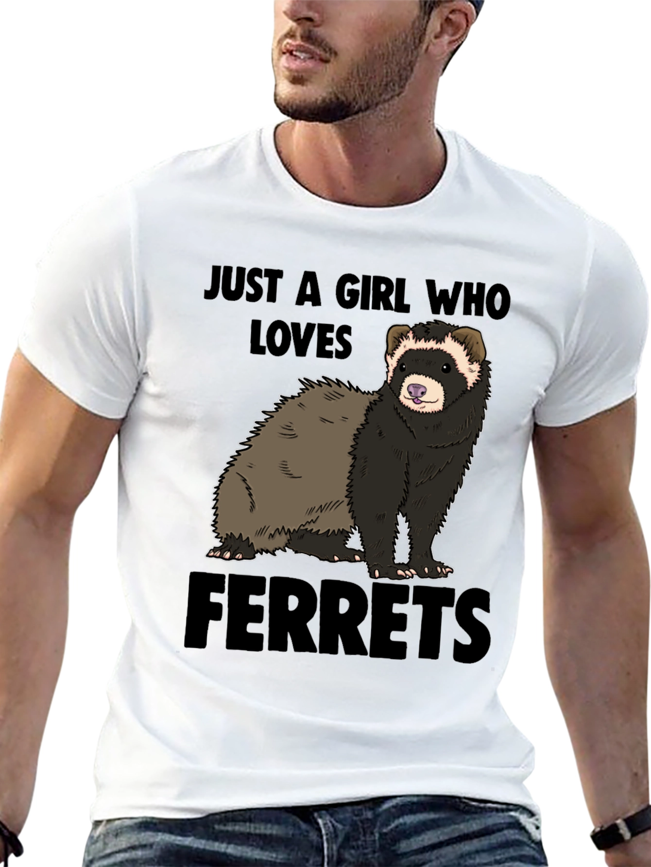 Black Ferret Lover T-Shirt - "Just a Girl Who Loves Ferrets" view 13