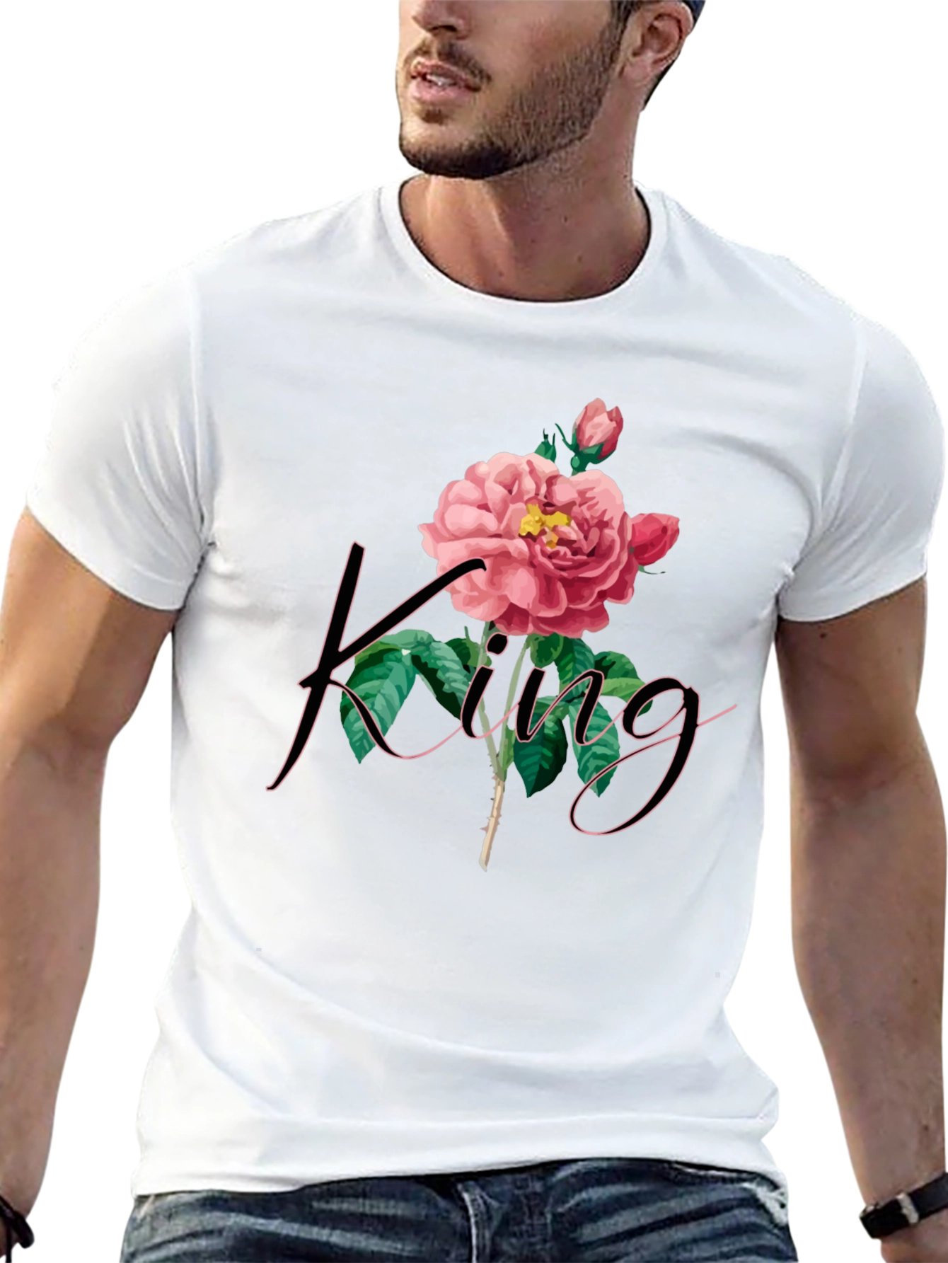 Black King Rose Graphic Tee - Men's Black T-Shirt view 13