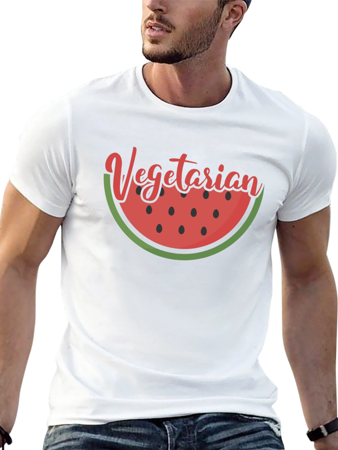 Black Vegetarian Watermelon Slice Graphic Tee view 13