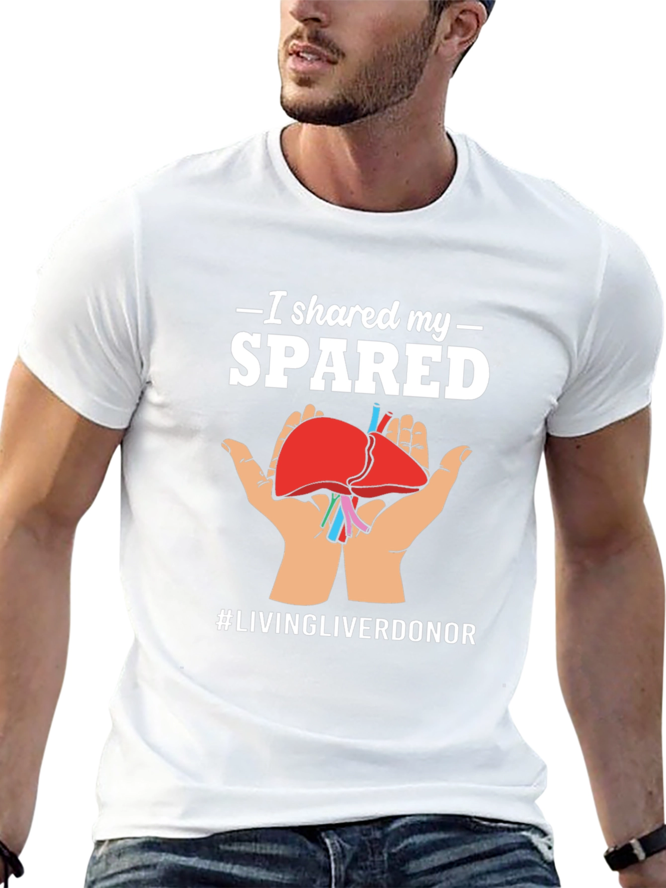 Black I Shared My Spared Liver Donor Awareness T-Shirt view 13