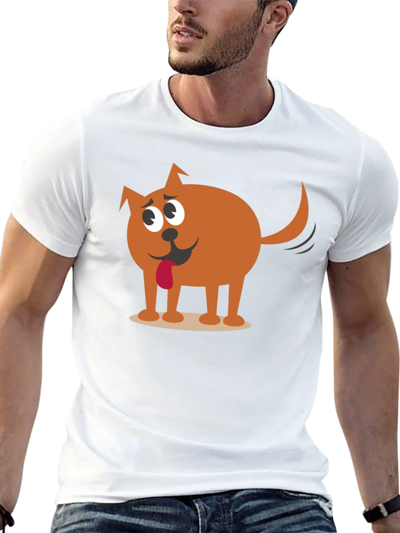 Black Funny Cartoon Dog Graphic Black T-Shirt view 13
