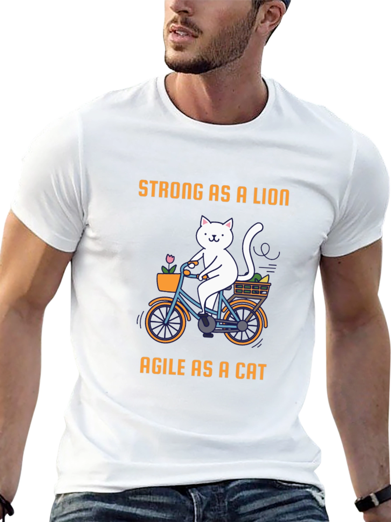 Black Strong As a Lion Agile as a Cat Graphic T-Shirt view 13