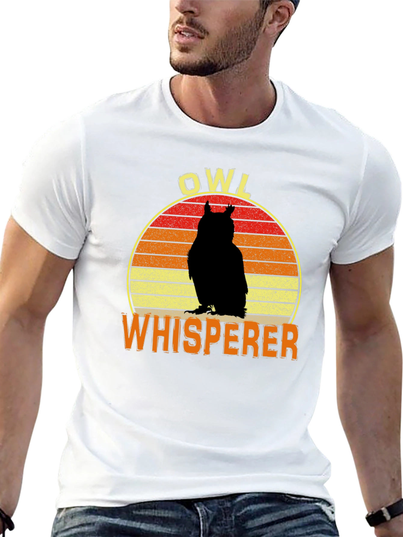 Black Owl Whisperer Retro Graphic T-Shirt view 13