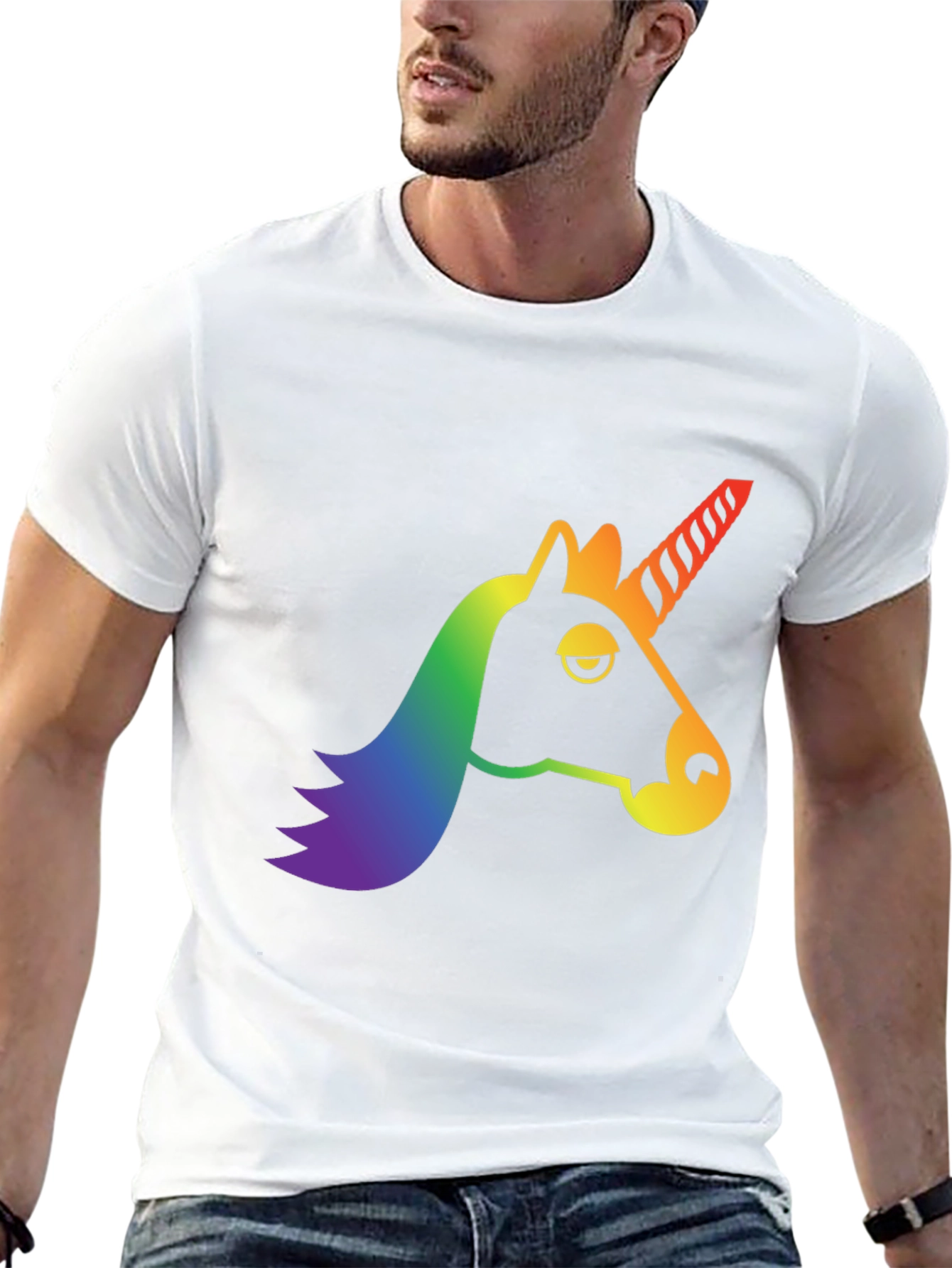 Black Rainbow Unicorn Graphic Tee - Men's Black T-Shirt view 13
