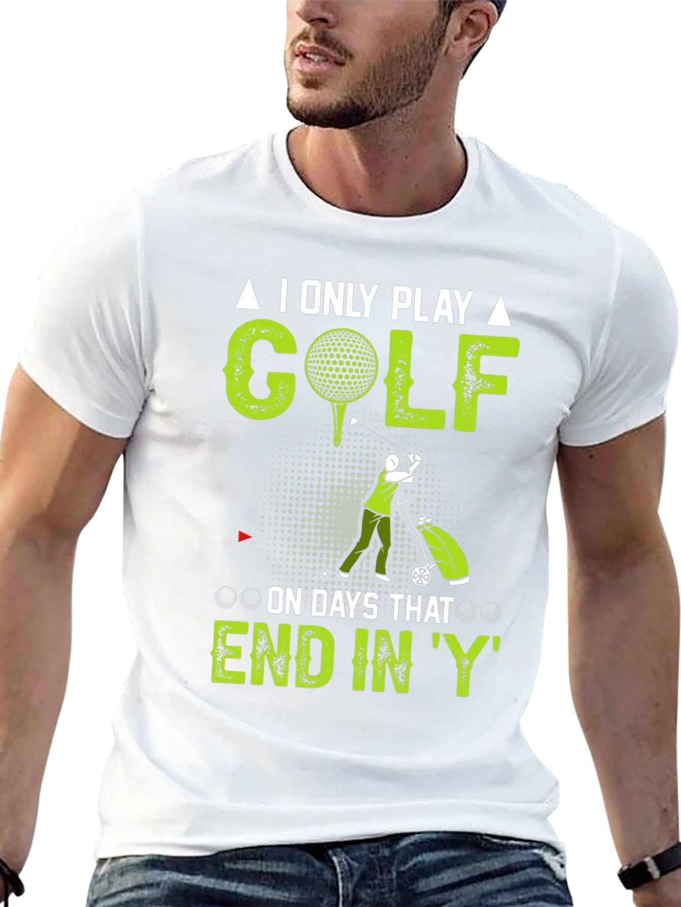 Black Funny Golf T-Shirt: I Only Play on Days That End In 'Y' view 13