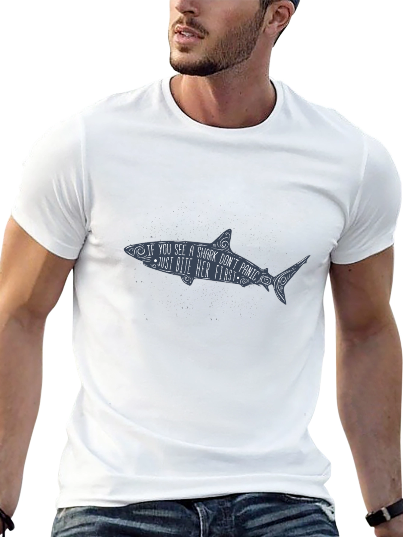 Black Shark Bite Graphic T-Shirt - Funny Unisex Tee view 13