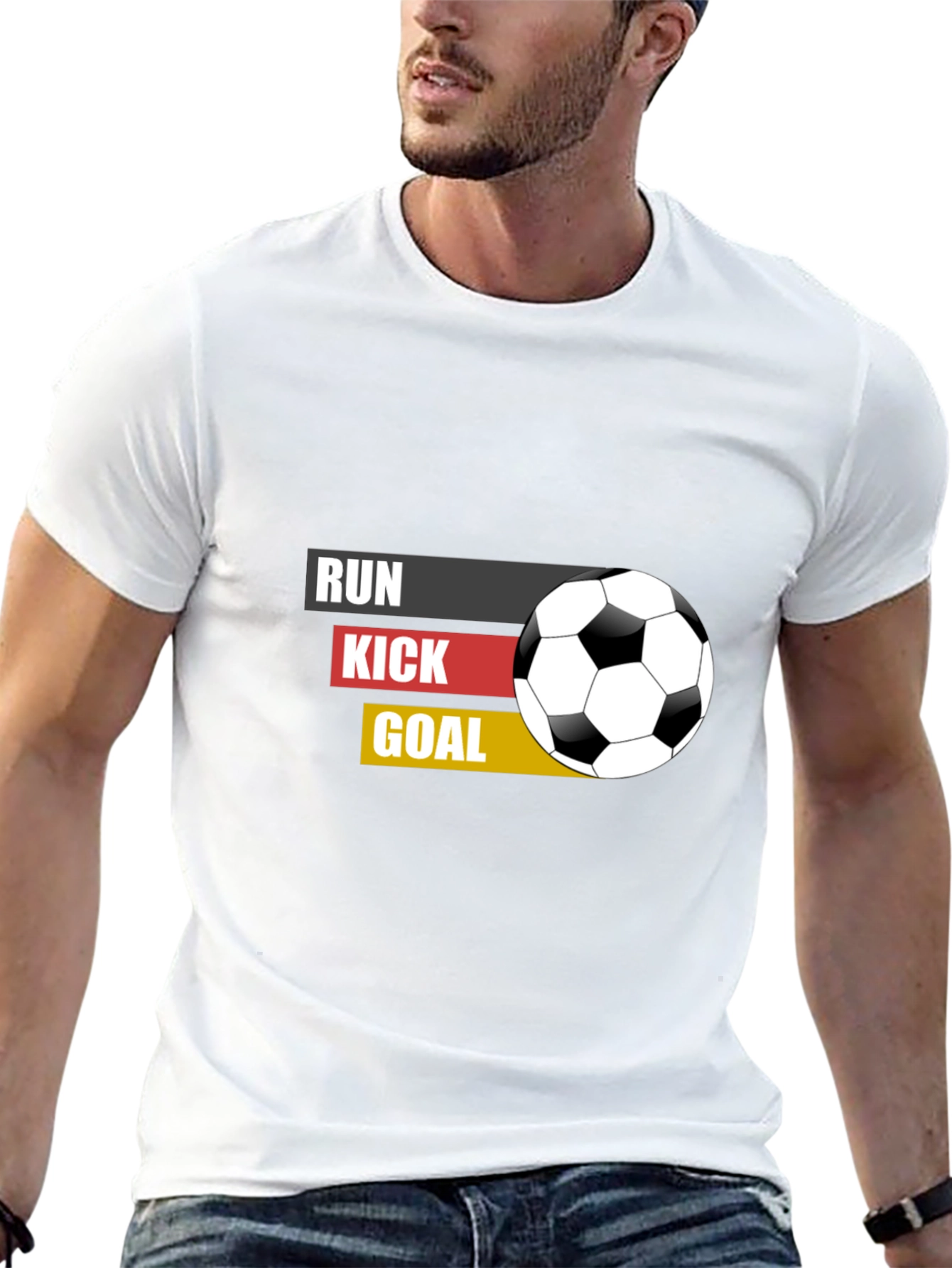 Black Run Kick Goal Soccer T-Shirt - Black view 13