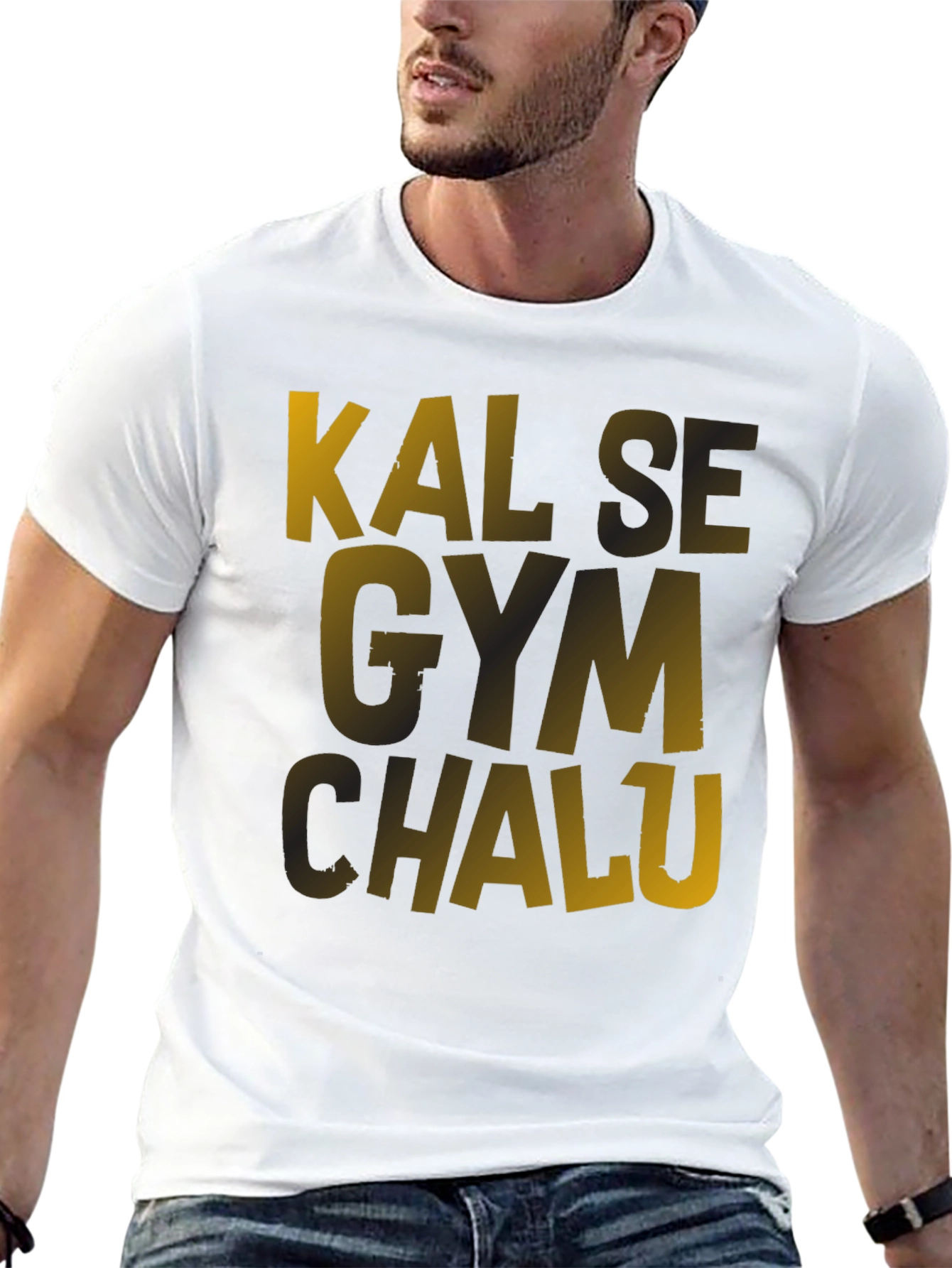 Black Kal Se Gym Chalu Men's Black T-Shirt view 13