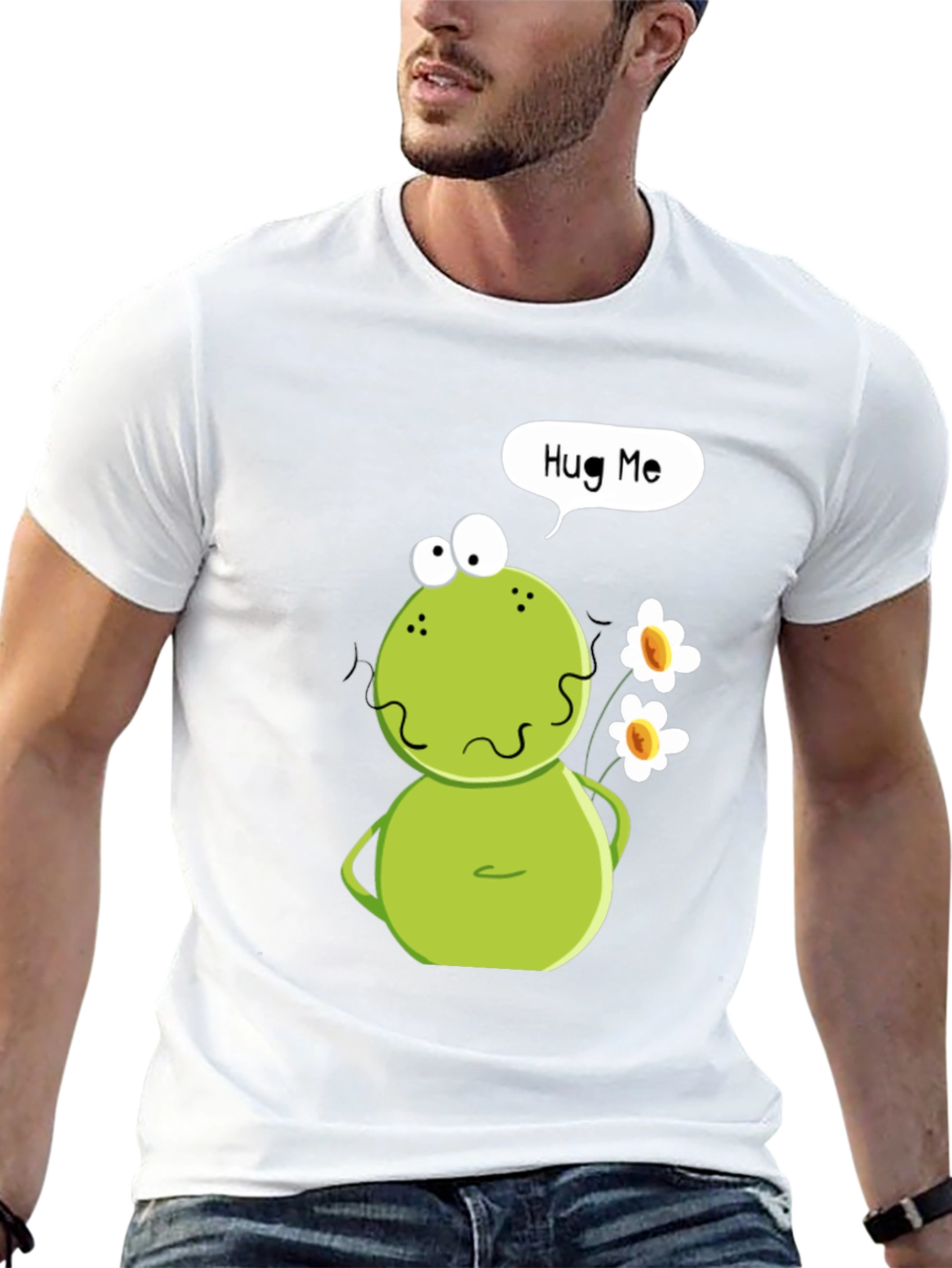 Black Funny Frog Hug Me Graphic T-Shirt view 13