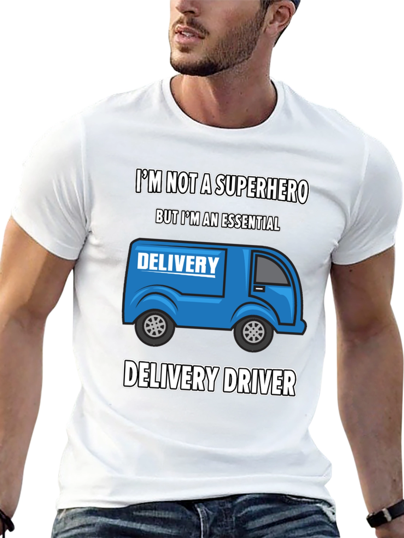 Black Essential Delivery Driver Graphic T-Shirt view 13