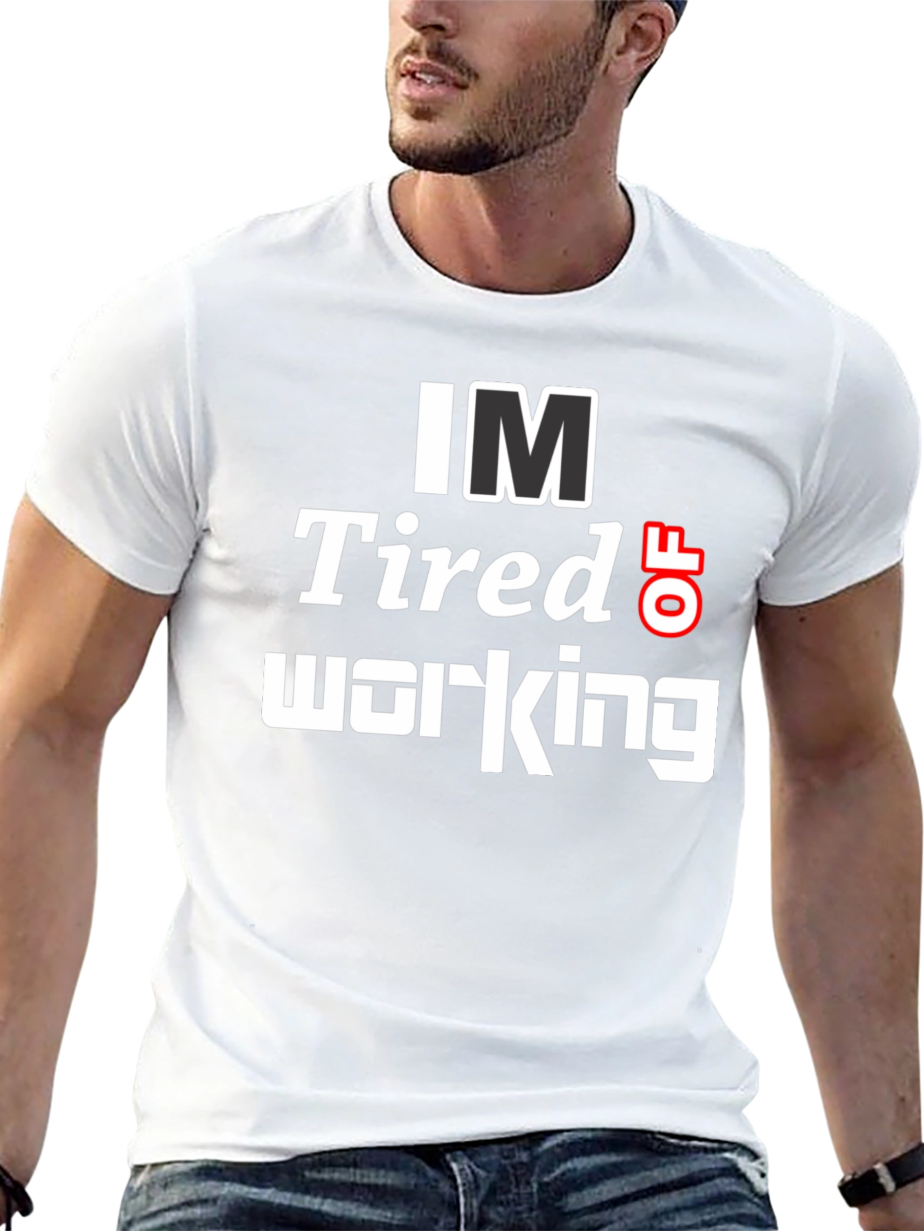 Black I'm Tired of Working Funny Graphic Tee view 13