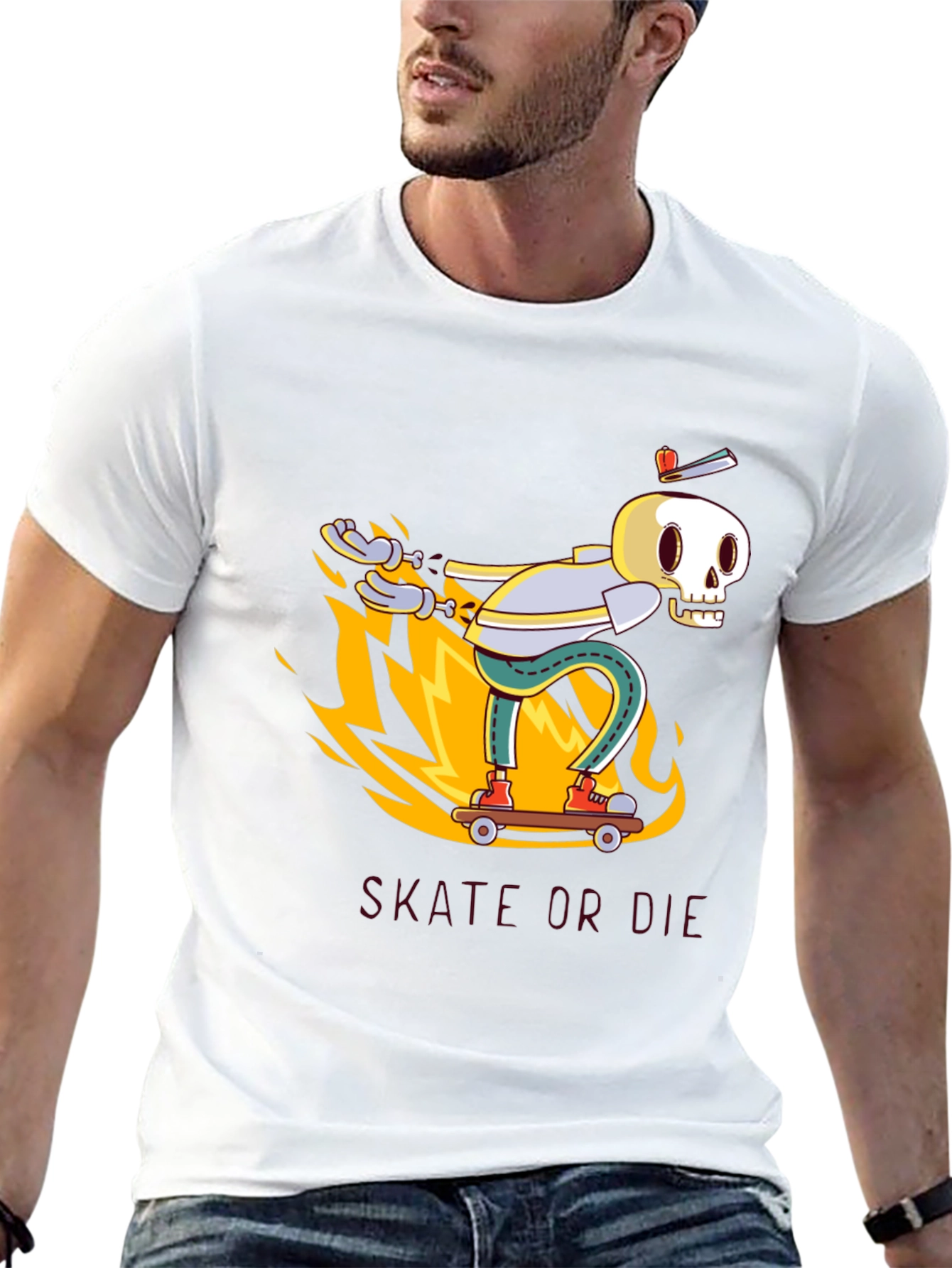 Black Skate or Die Black Graphic Tee - Skeleton Skateboarder view 13