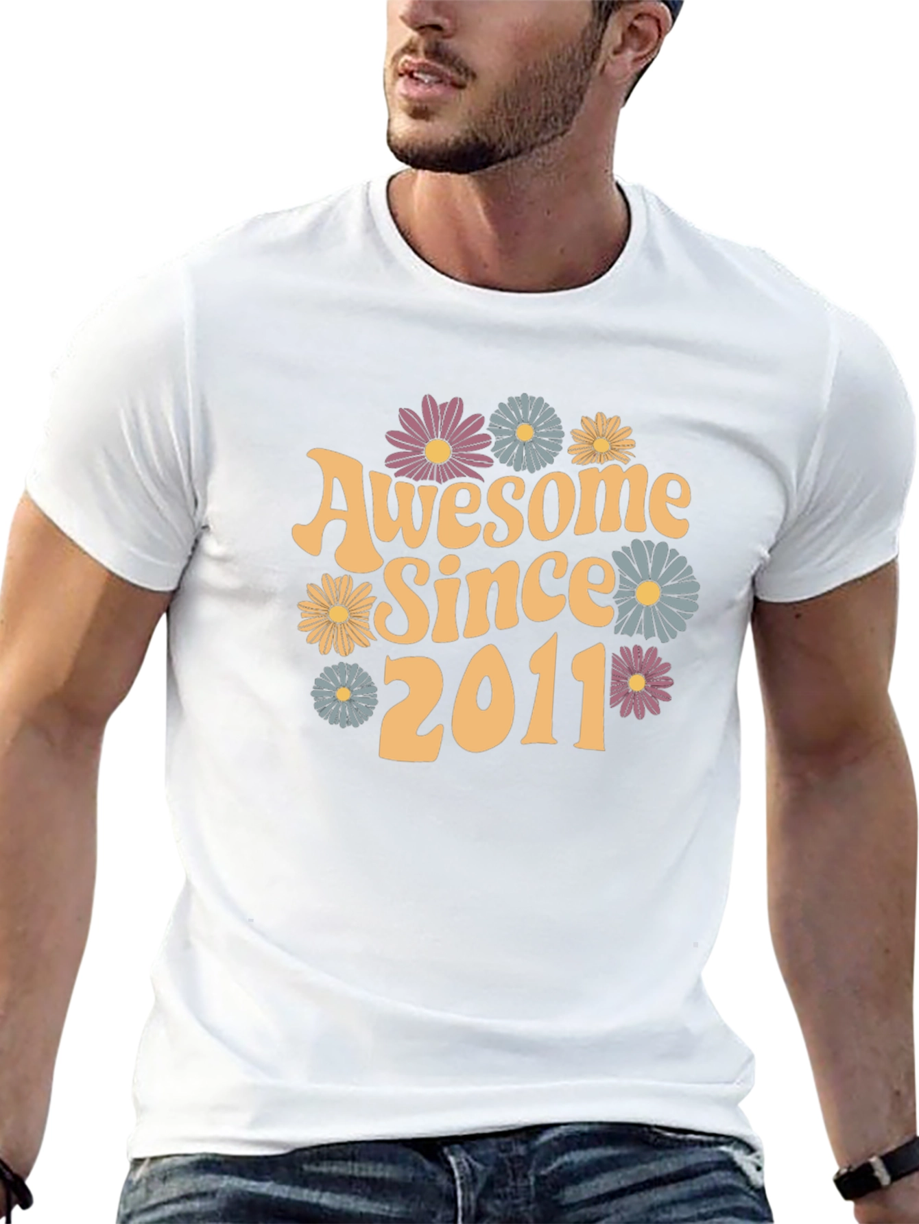 Black Awesome Since 2011 Floral T-Shirt view 13