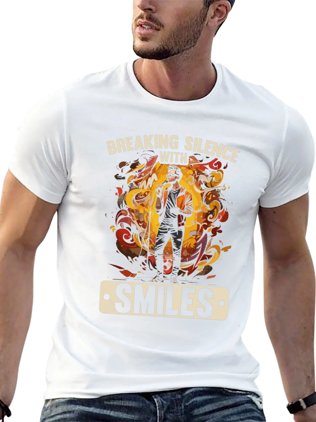 Black Breaking Silence With Smiles Graphic Tee view 13