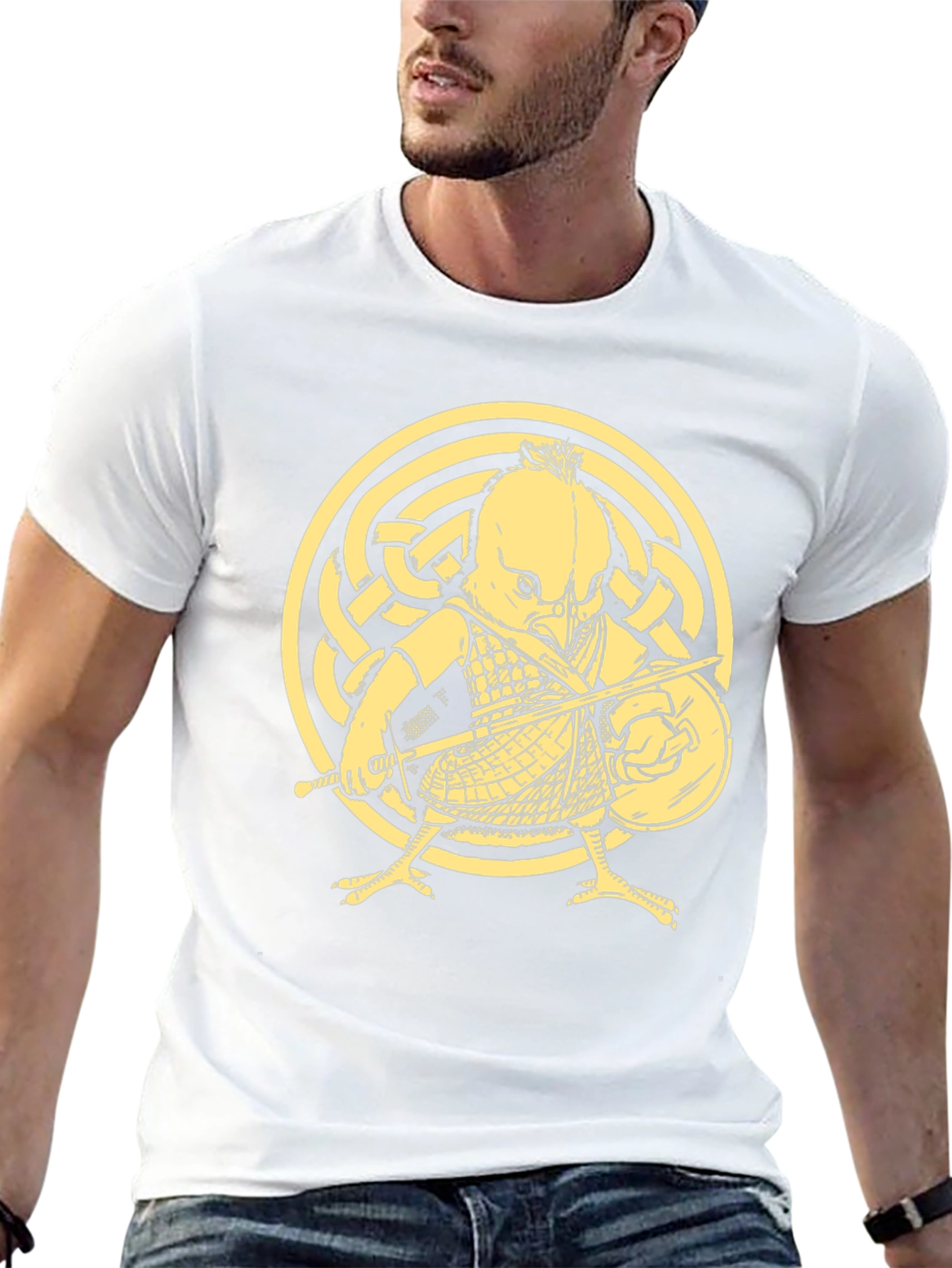 Black Black T-Shirt with Warrior Chicken Graphic view 13