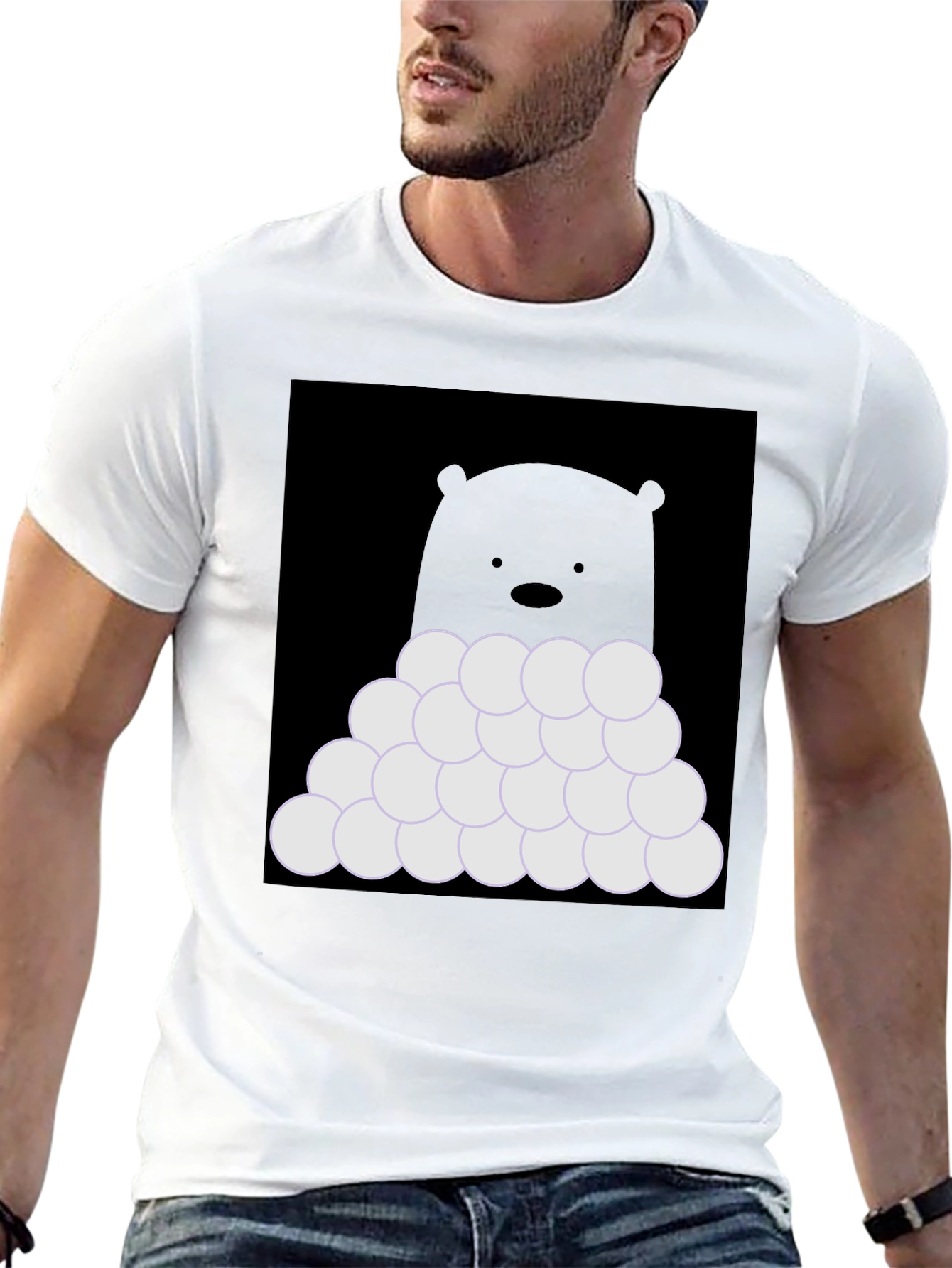 Black Bear with Snowballs T-Shirt - Soft Cotton Tee view 13