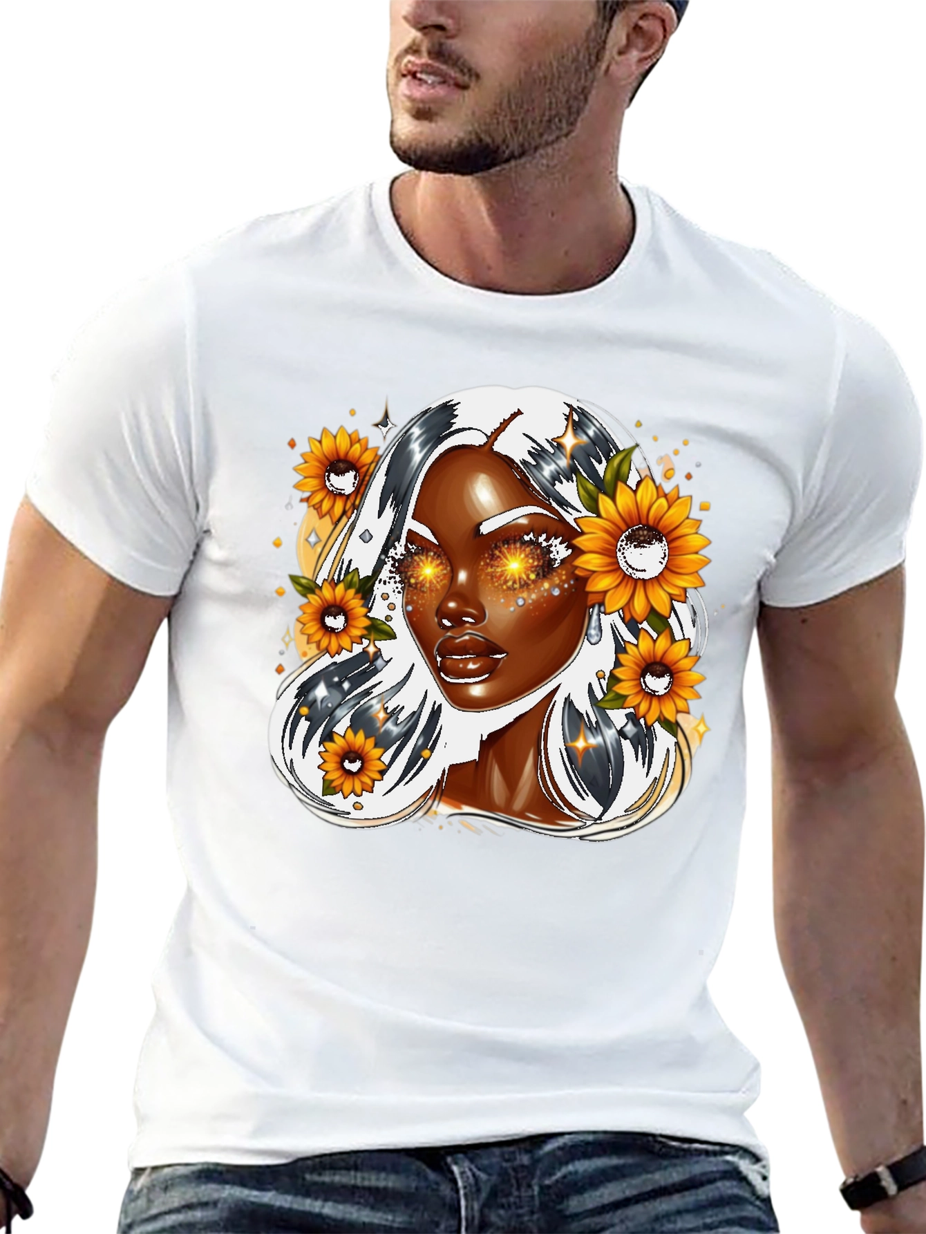 Black Sunflower Goddess Graphic Tee - Black view 13