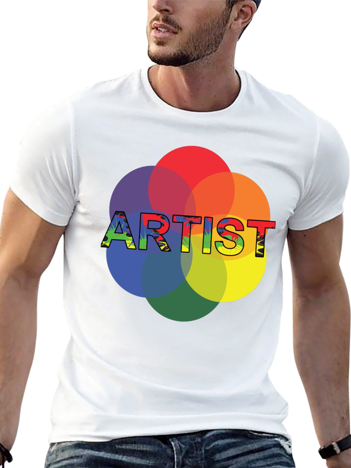 Black Artist Color Wheel Graphic Tee - Creative Expression T-Shirt view 13