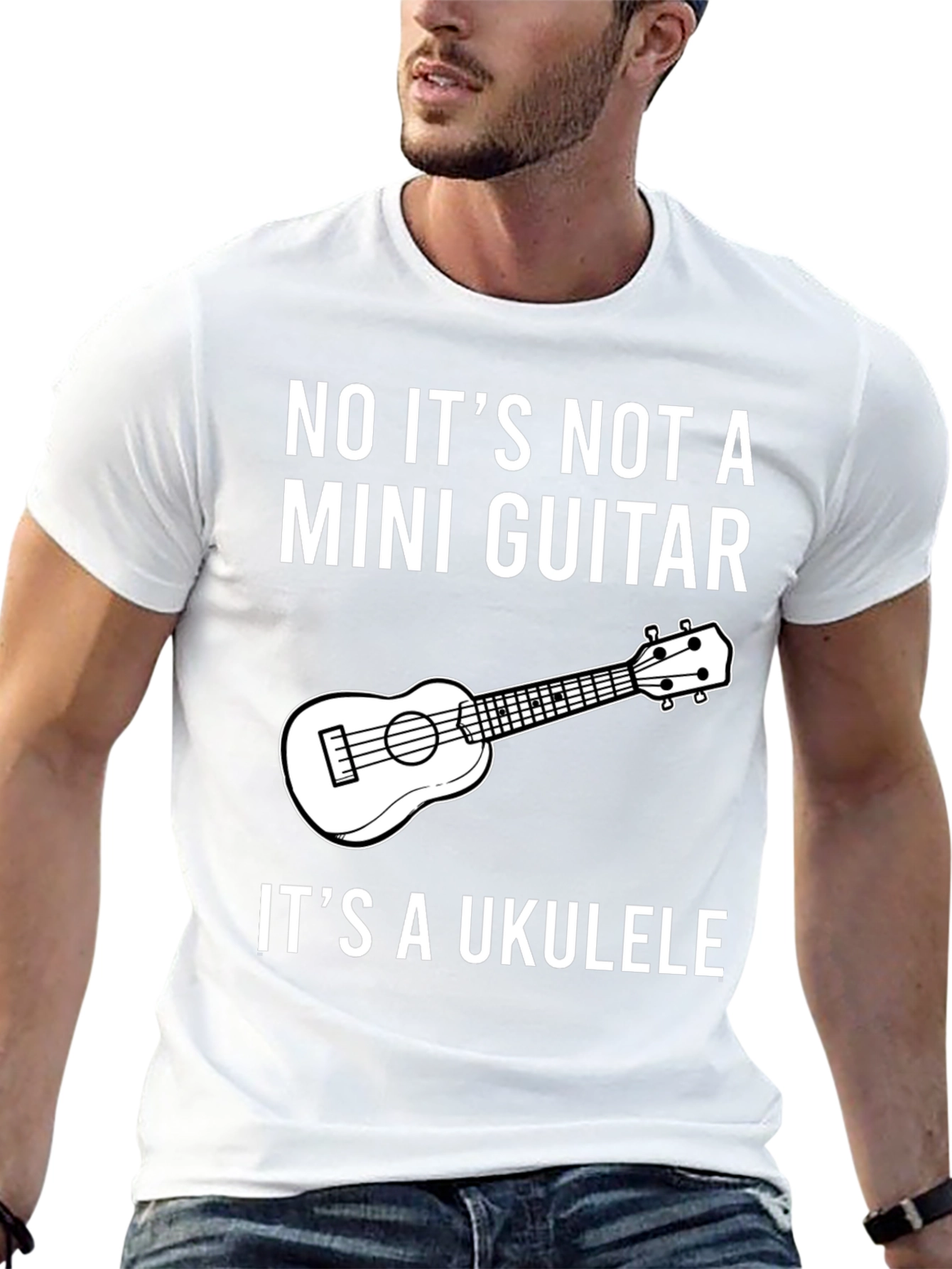 Black Ukulele Humor T-Shirt: Not a Mini Guitar! view 13