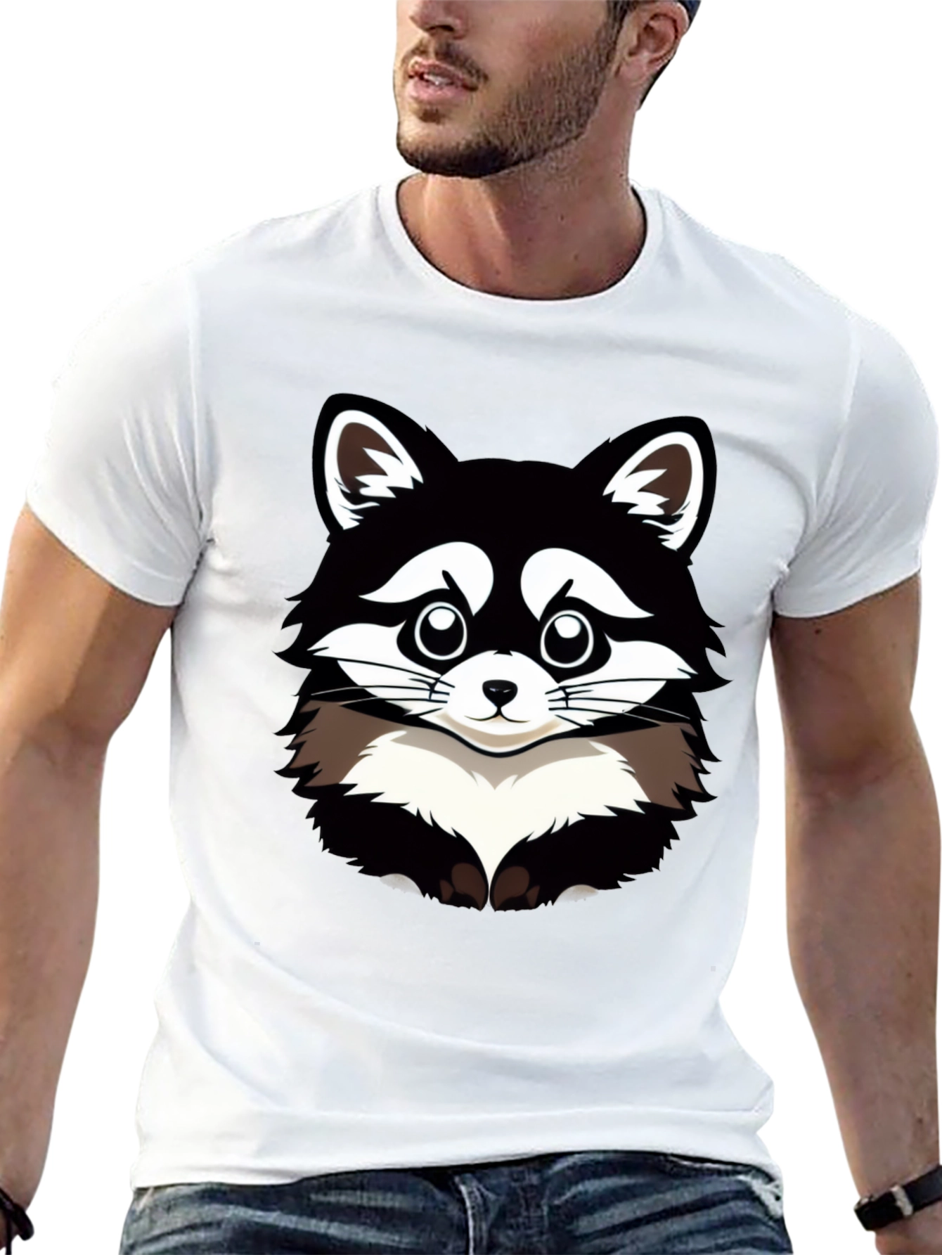 Black Raccoon Graphic T-Shirt - Men's Black Tee view 13