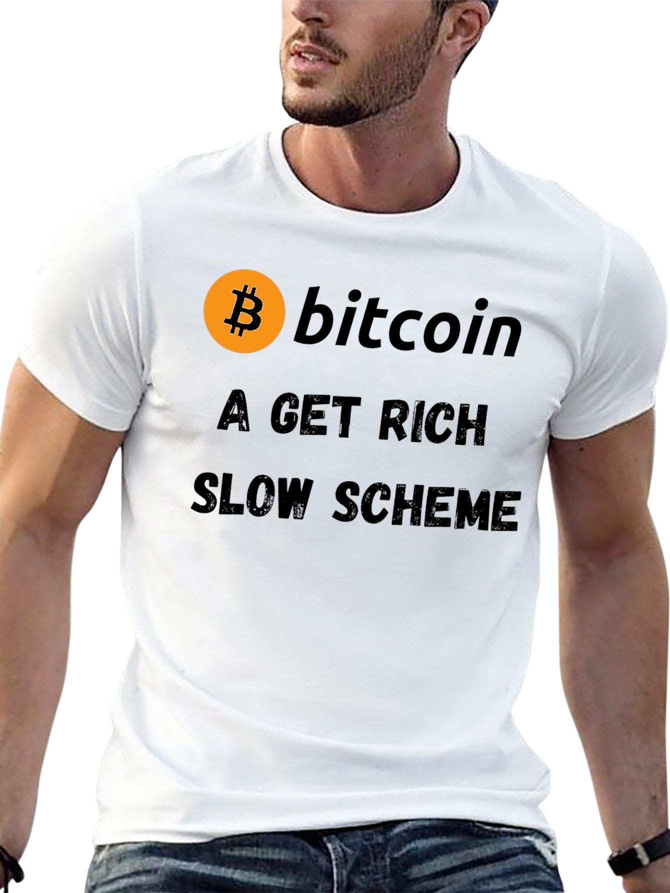 Black Bitcoin Get Rich Slow Scheme Black T-Shirt view 13