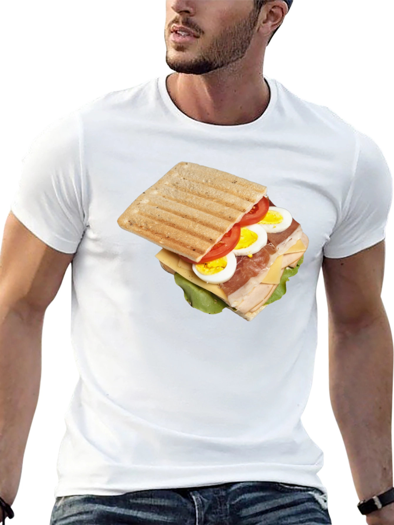 Black Sandwich Graphic Tee - Unique Food T-Shirt view 13