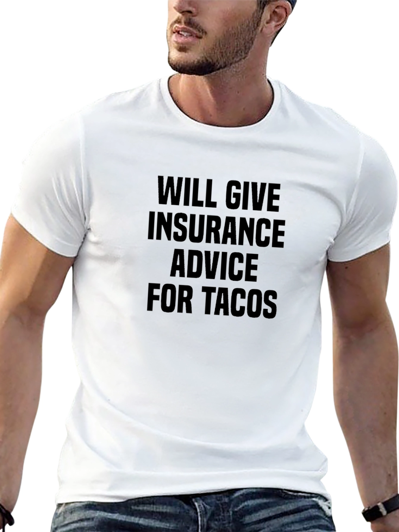 Black Insurance Advice For Tacos Black T-Shirt view 13