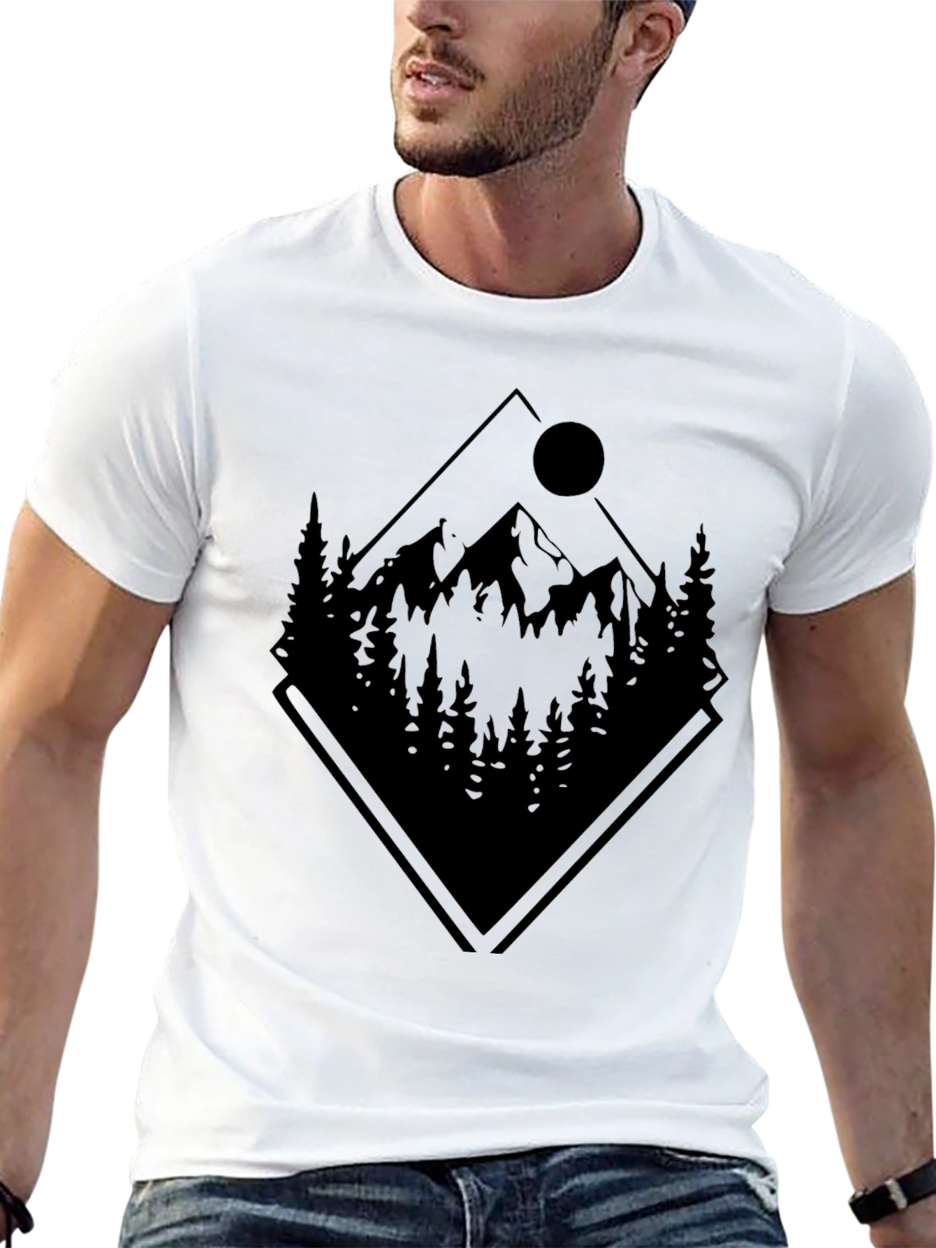 Black Mountain Scene Graphic T-Shirt - Black view 13