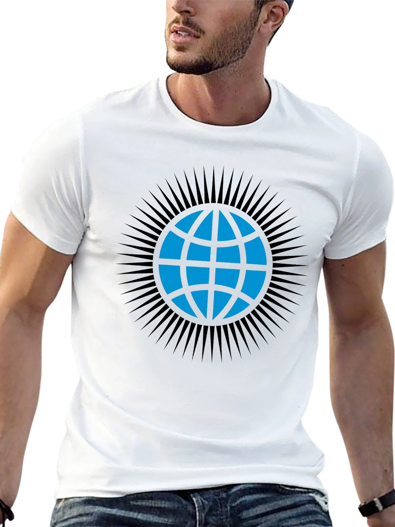 Black Globe Graphic T-Shirt - Modern Black Tee view 13