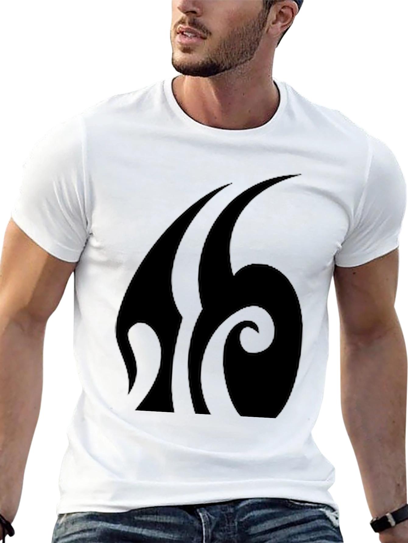 Black Black Graphic Tee - Abstract Swirl Design view 13
