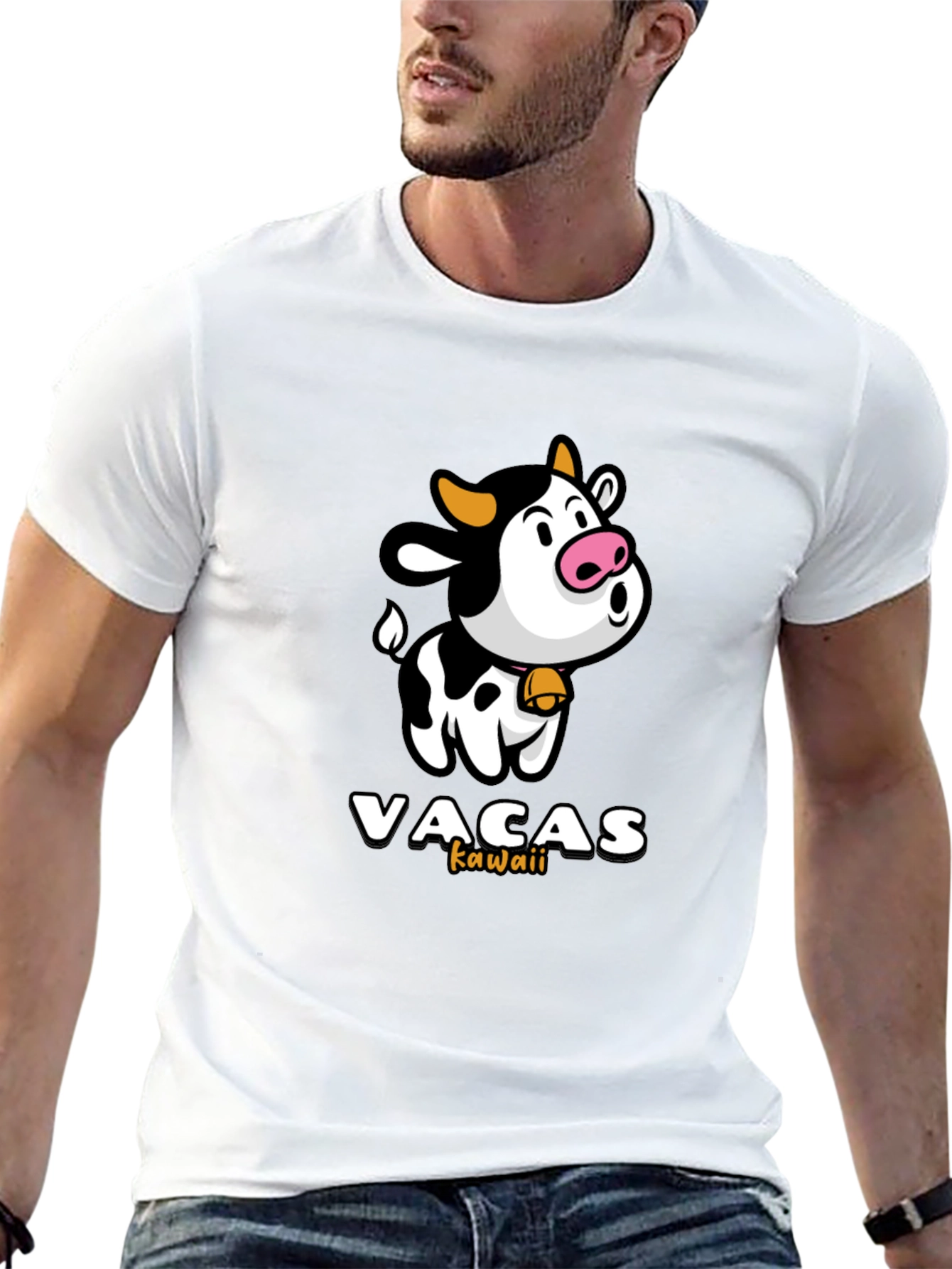 Black Kawaii Cow T-Shirt - Cute Animal Graphic Tee view 13