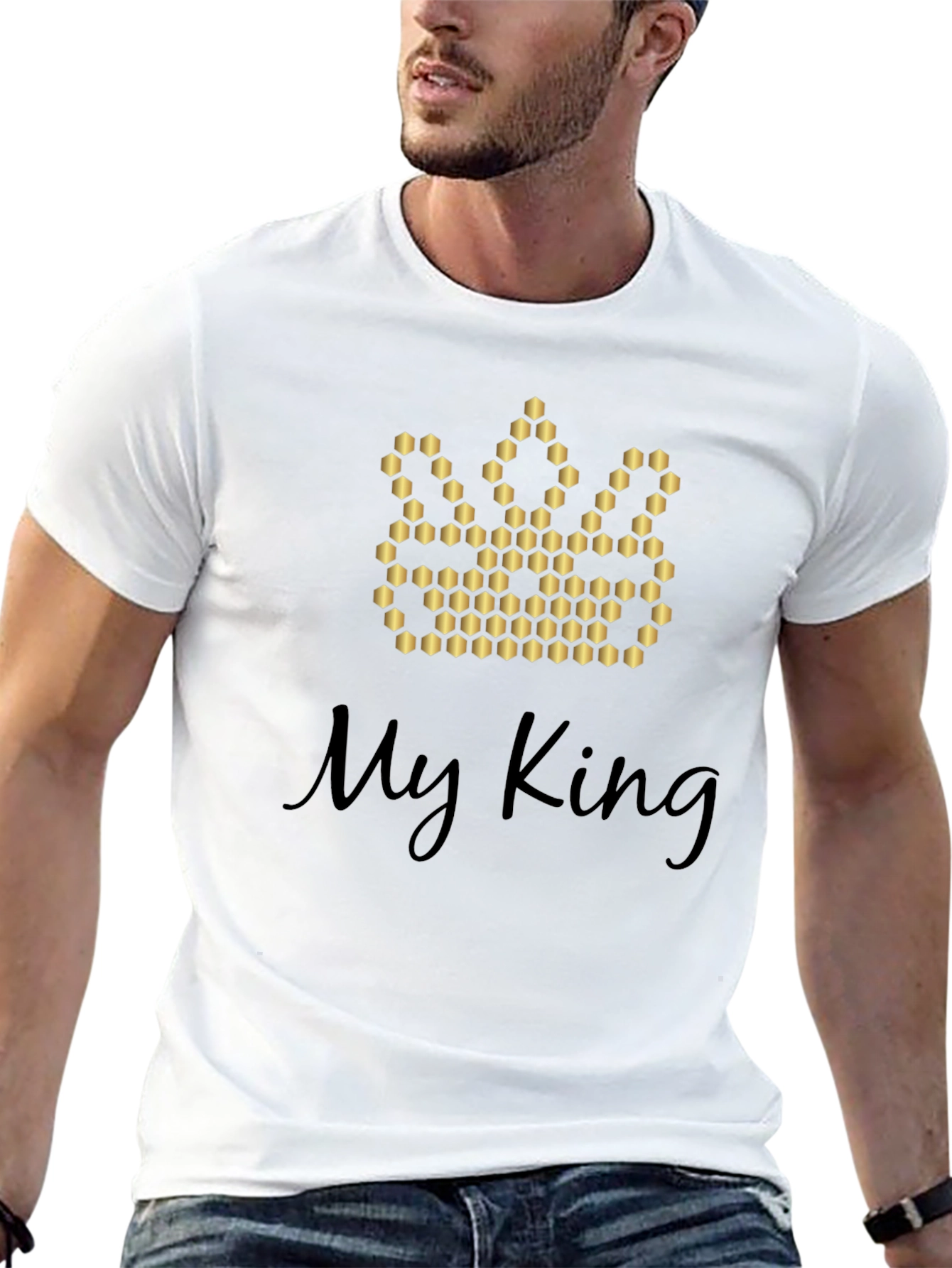Black My King Graphic Tee - Crown Design, Soft Cotton Blend view 13