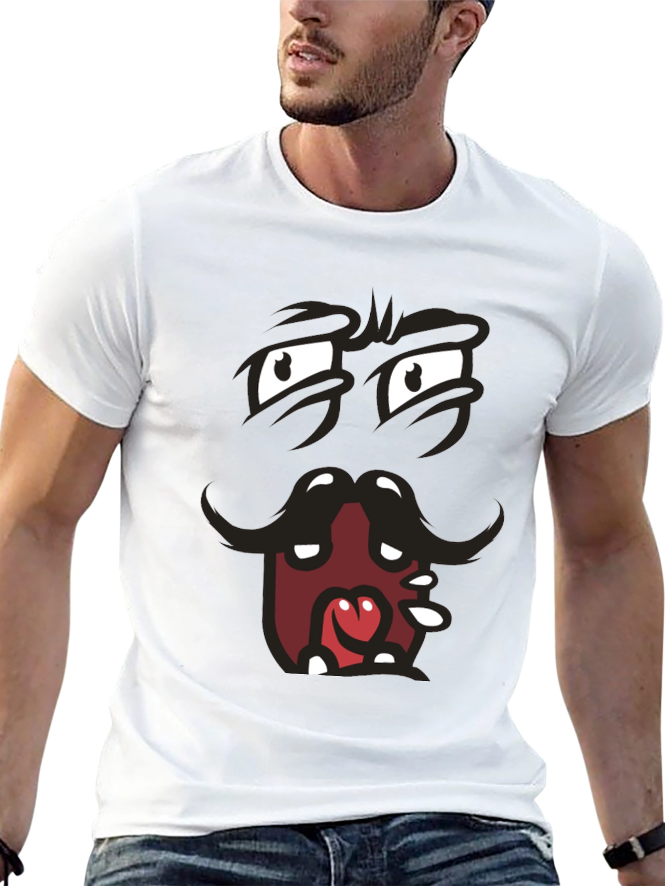 Black Funny Cartoon Face Graphic Black T-Shirt view 13