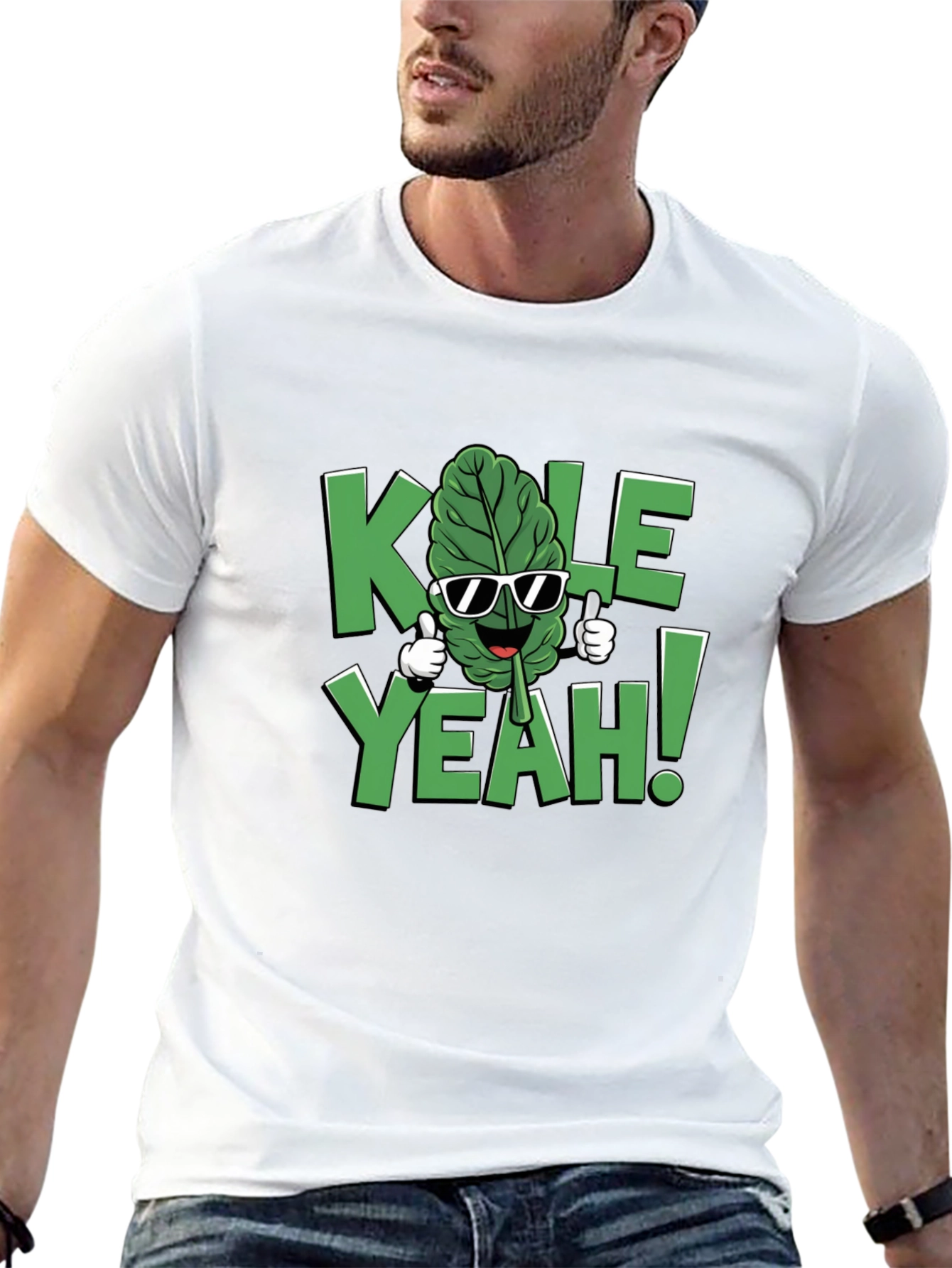 Black KALE YEAH! Graphic T-Shirt - Funny Vegan Tee view 13