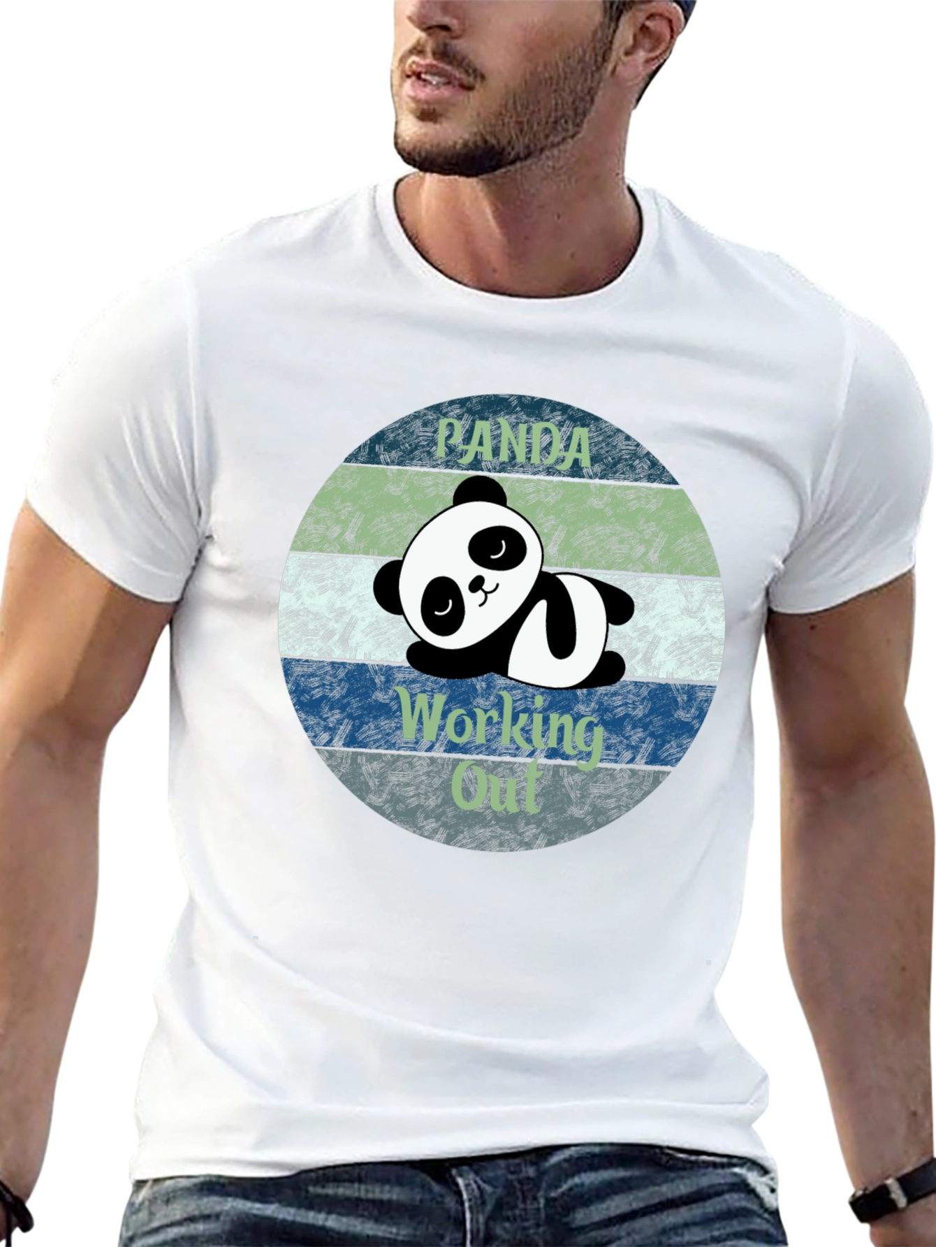 Black Panda Working Out Funny T-Shirt view 13