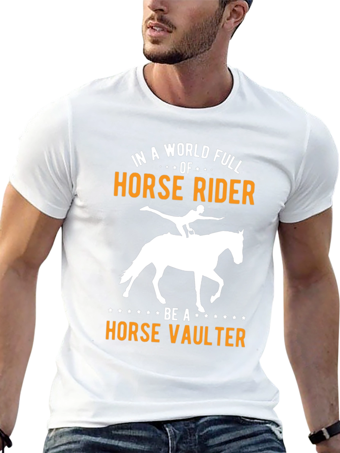 Black Horse Rider vs Horse Vaulter Graphic T-Shirt view 13