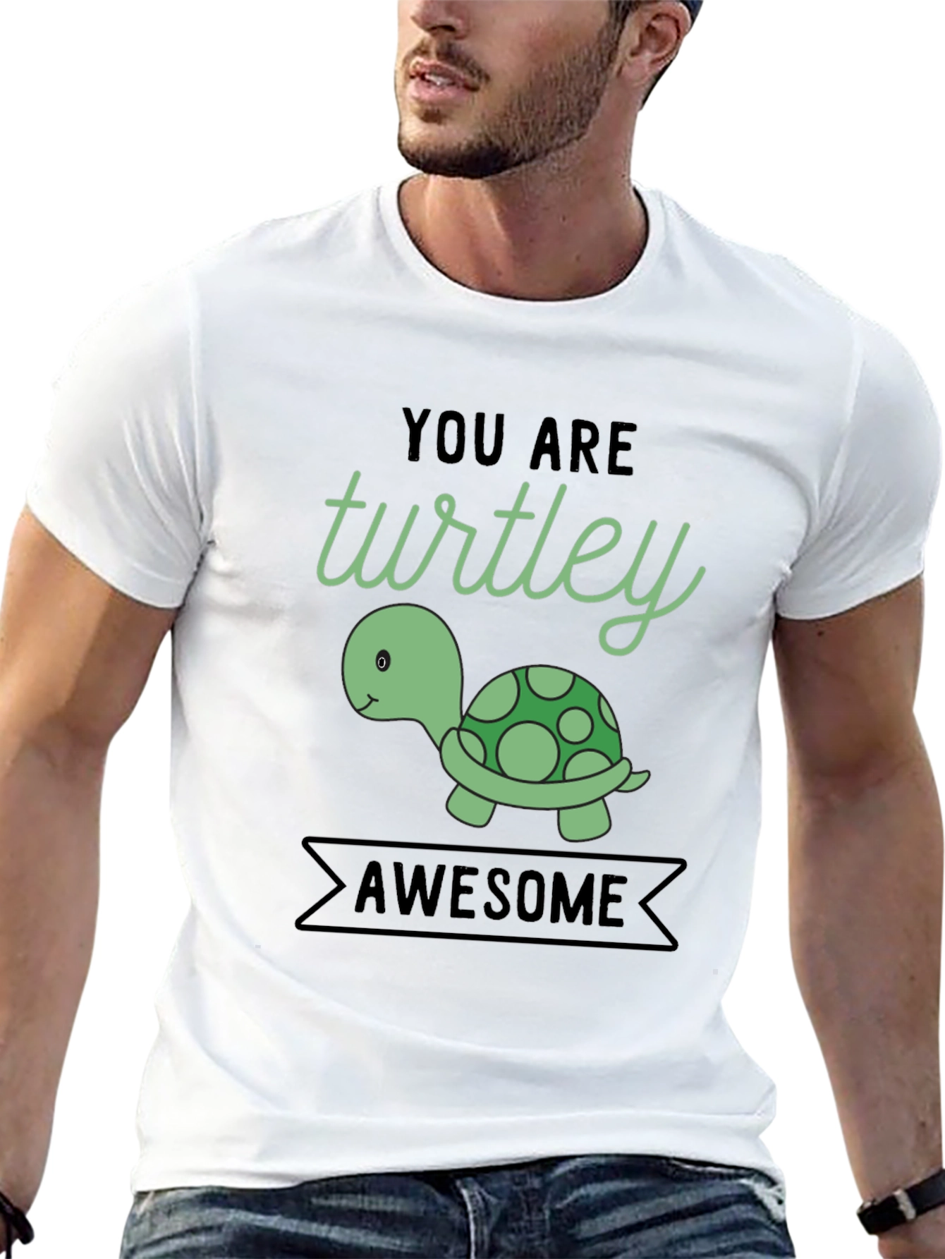 Black You are Turtley Awesome Graphic T-Shirt view 13