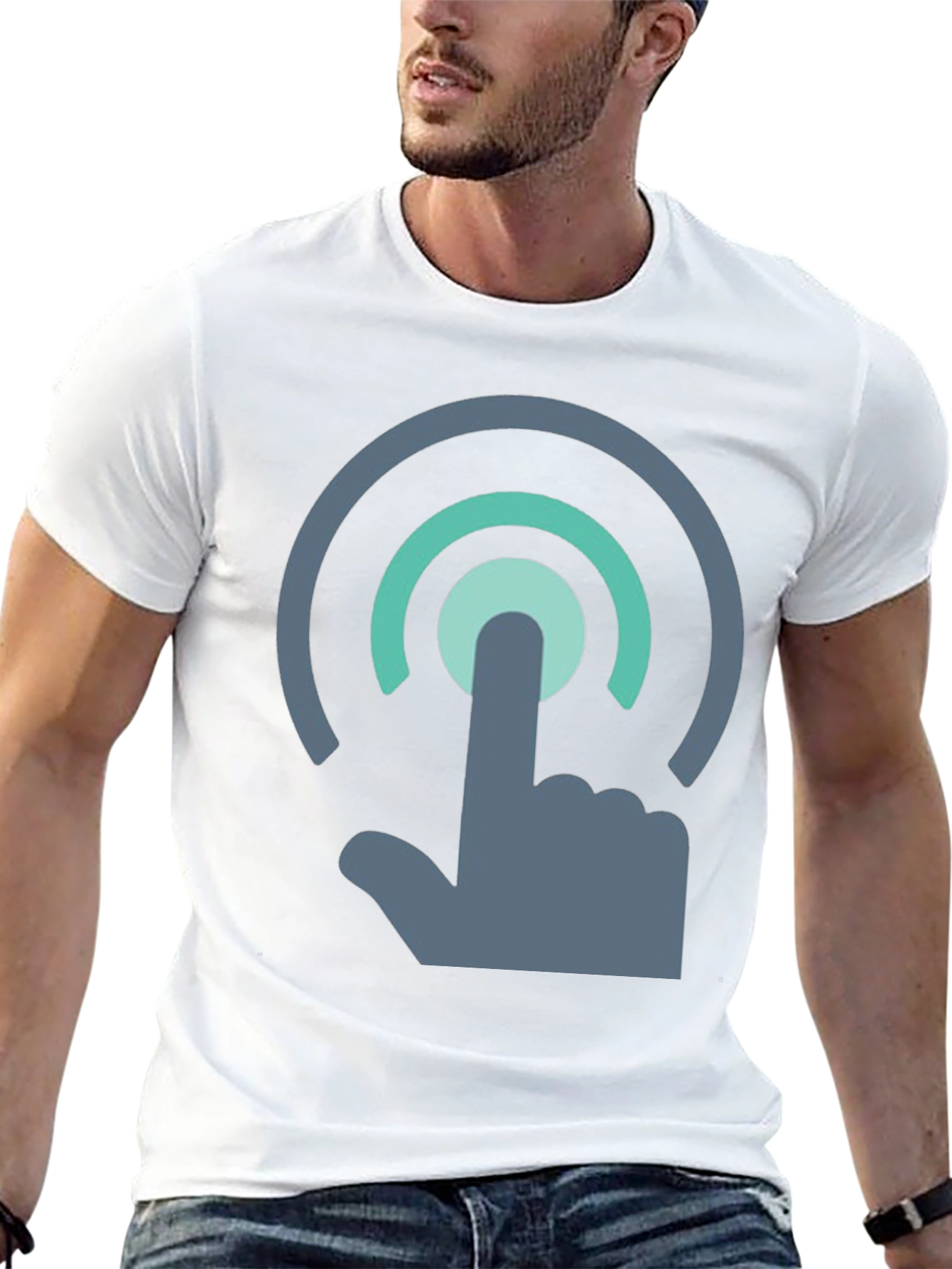 Black Touch Icon T-Shirt - Modern Graphic Tee view 13