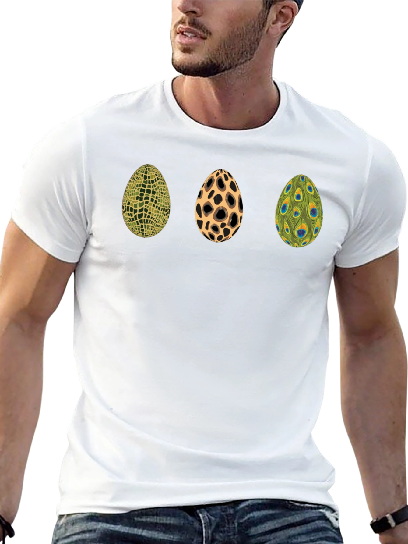 Black Novelty Egg Pattern Graphic T-Shirt view 13