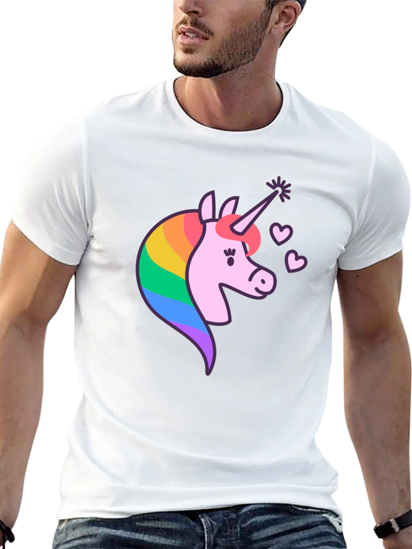 Black Unicorn Graphic T-Shirt - Magical Rainbow Design view 13