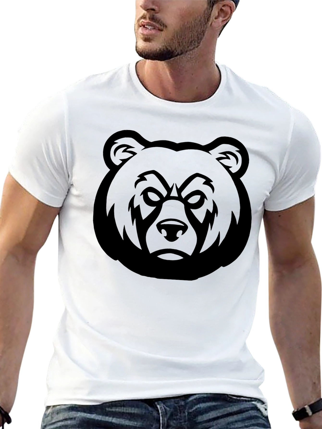 Black Bear Head Graphic T-Shirt - Men's Black Tee view 13