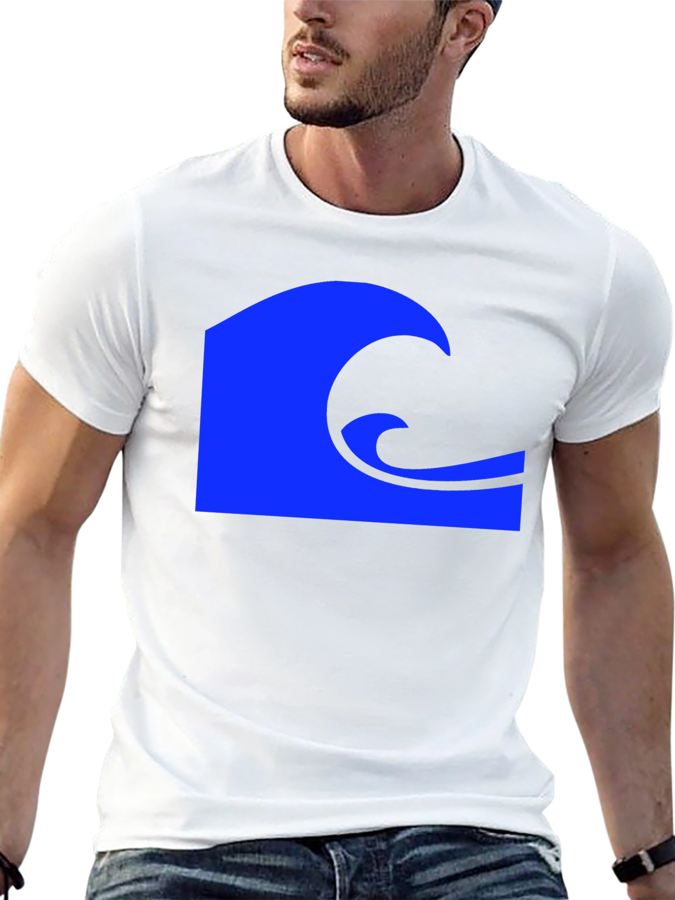 Black Blue Wave Graphic Black T-Shirt view 13